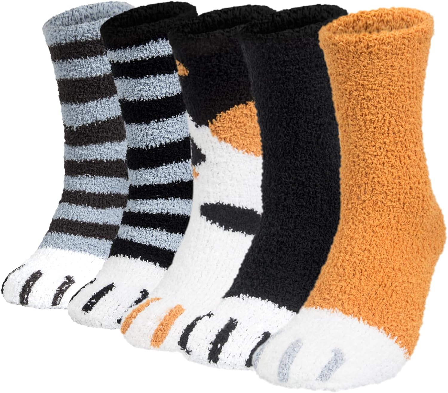Chalier Cozy 5 Pairs Mens Fluffy Slipper Socks, Thermal Comfy High Elasticity So...