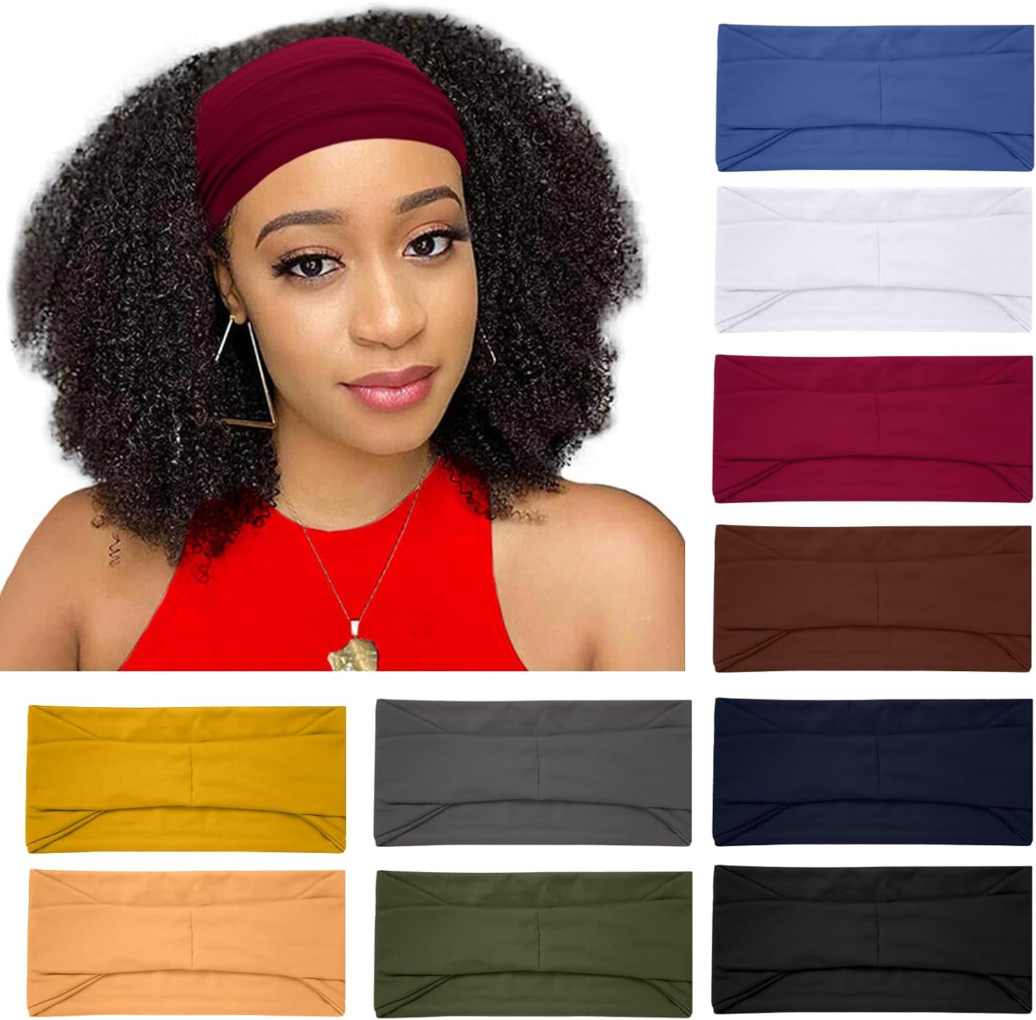 RITOPER 10 Pack Wide Headbands for Women Girls, Workout Yoga Running Womens Head...