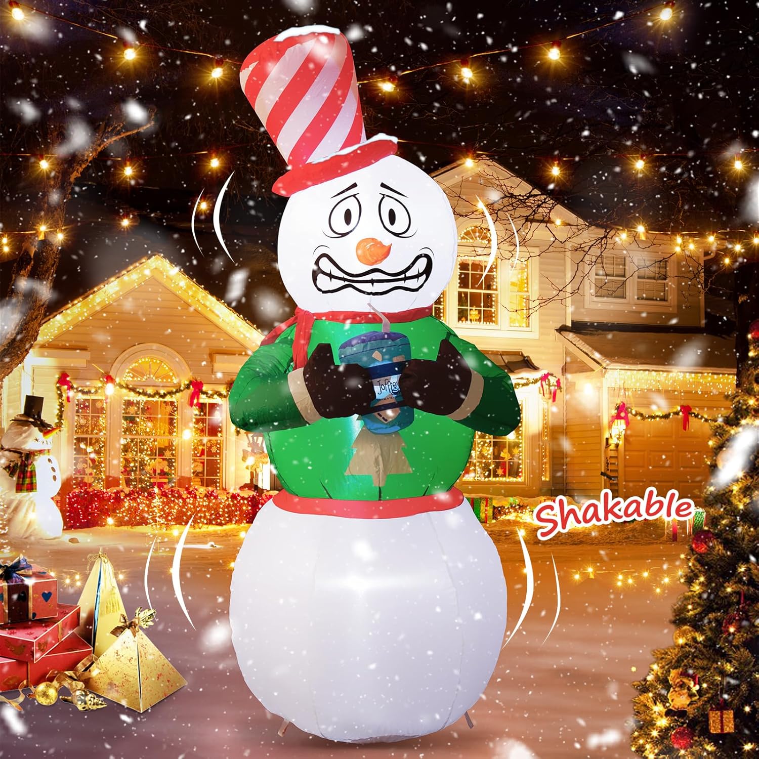 Elegear Christmas Inflatables Outdoor Decorations, 6FT Shivering Snowman Inflata...