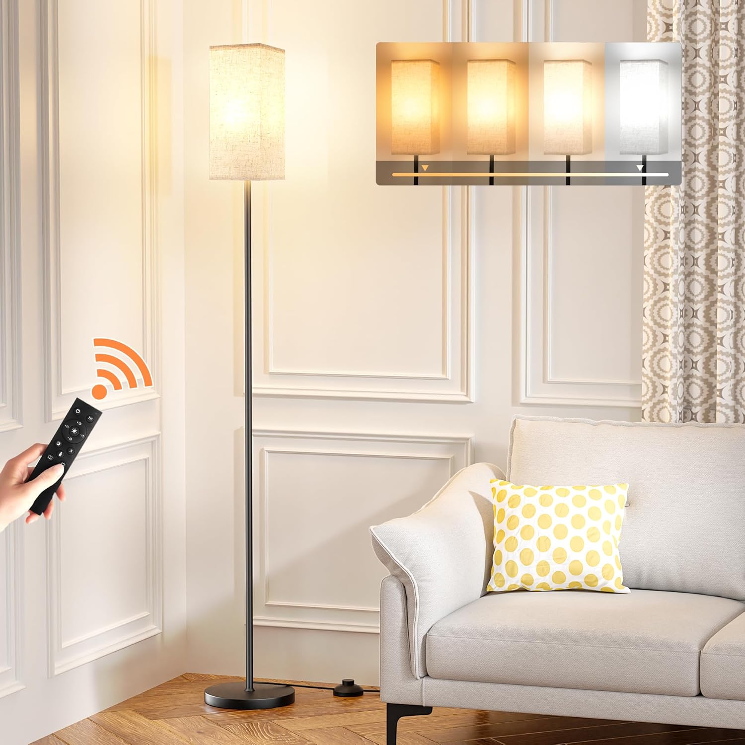 Ambimall Floor Lamps for Living Room - Remote Control, 9W Stepless Dimmable Bulb...
