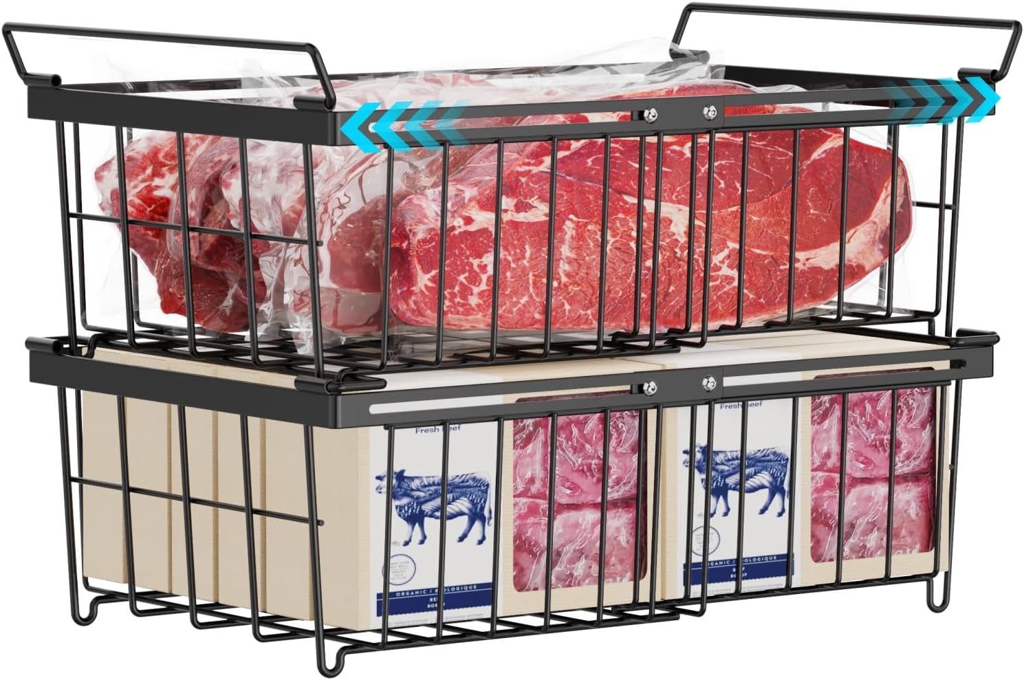 iSPECLE Freezer Organizer Bins - Fit 10 to 20 Cu.FT Chest Freezer, 2 Pack Large...