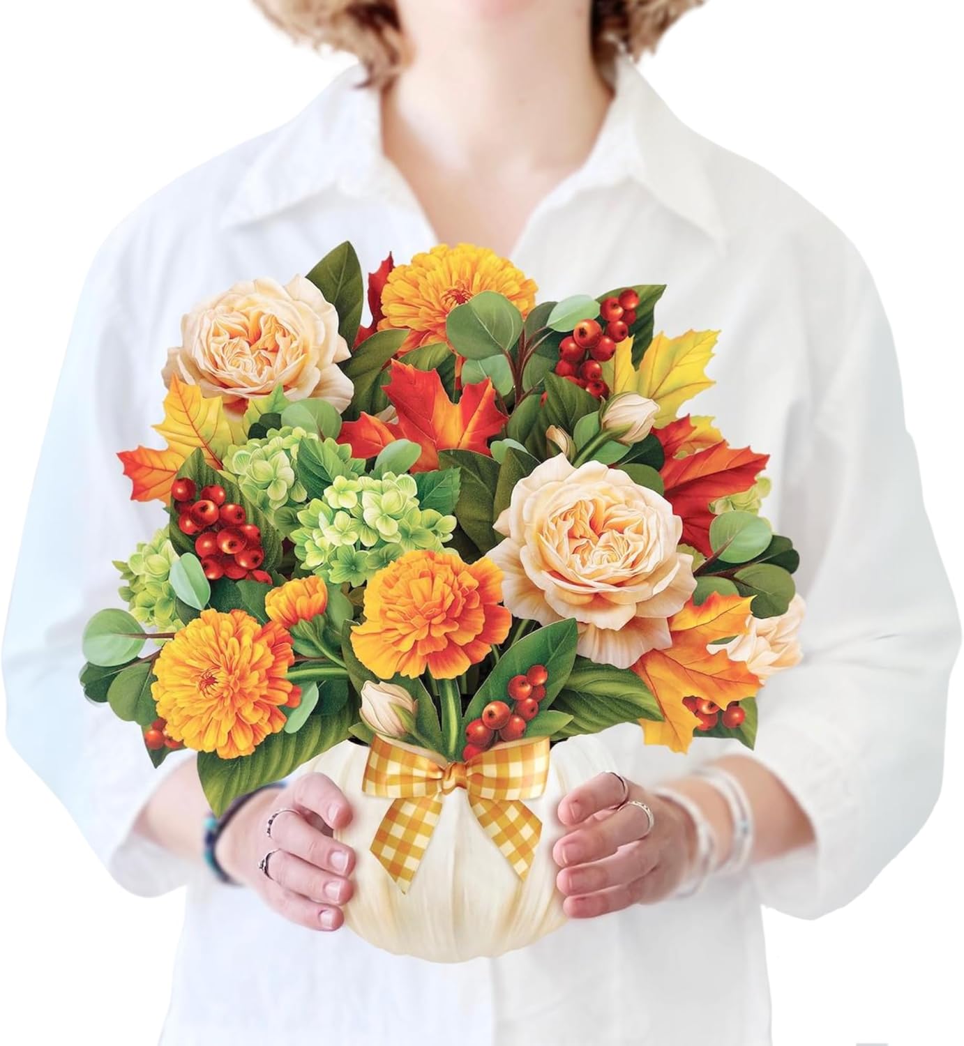 Freshcut Paper Pop Up Cards, Paper Flower Bouquet 3D Popup Greeting Cards with N...