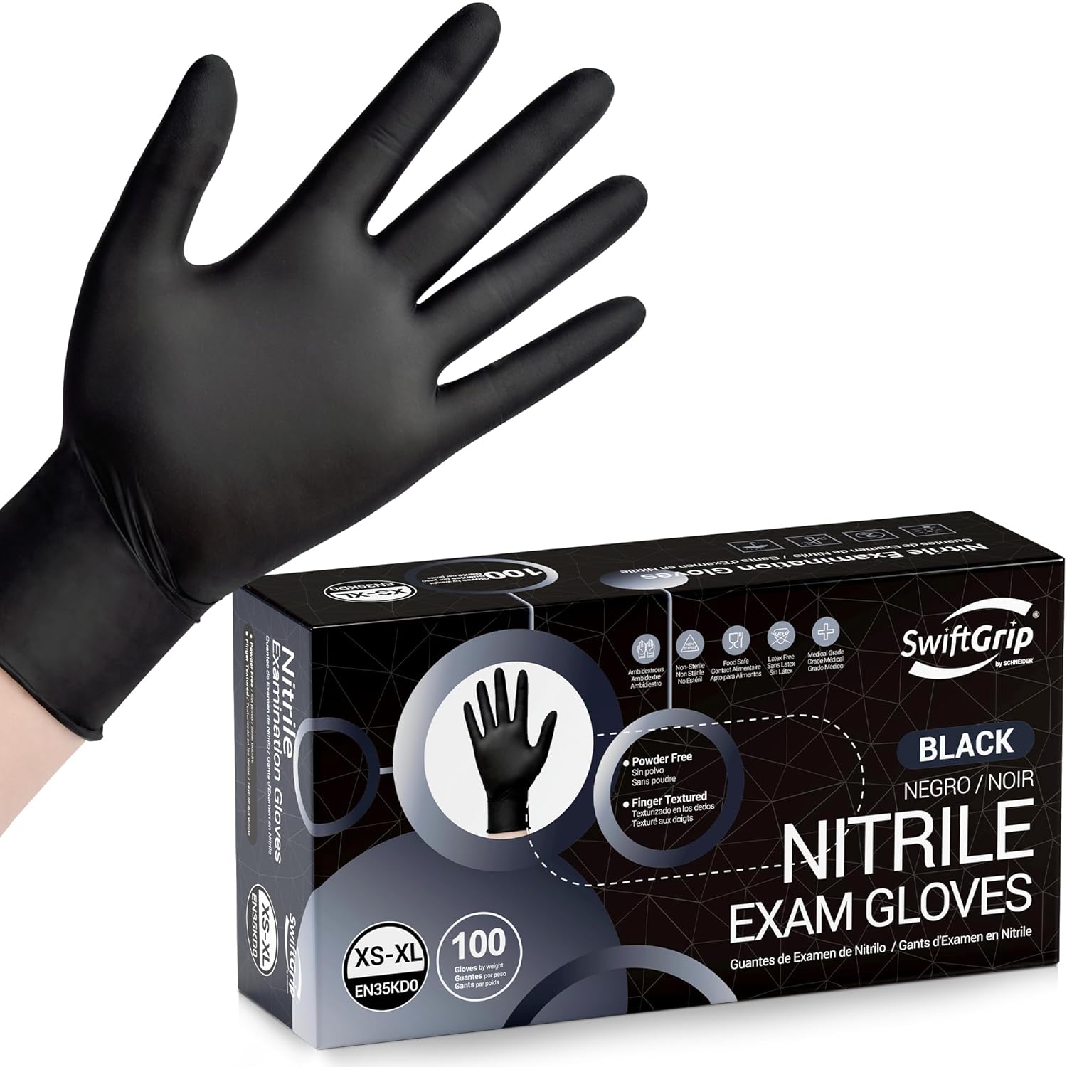 Disposable Nitrile Exam Gloves, Black Nitrile Gloves Disposable Latex Free for M...