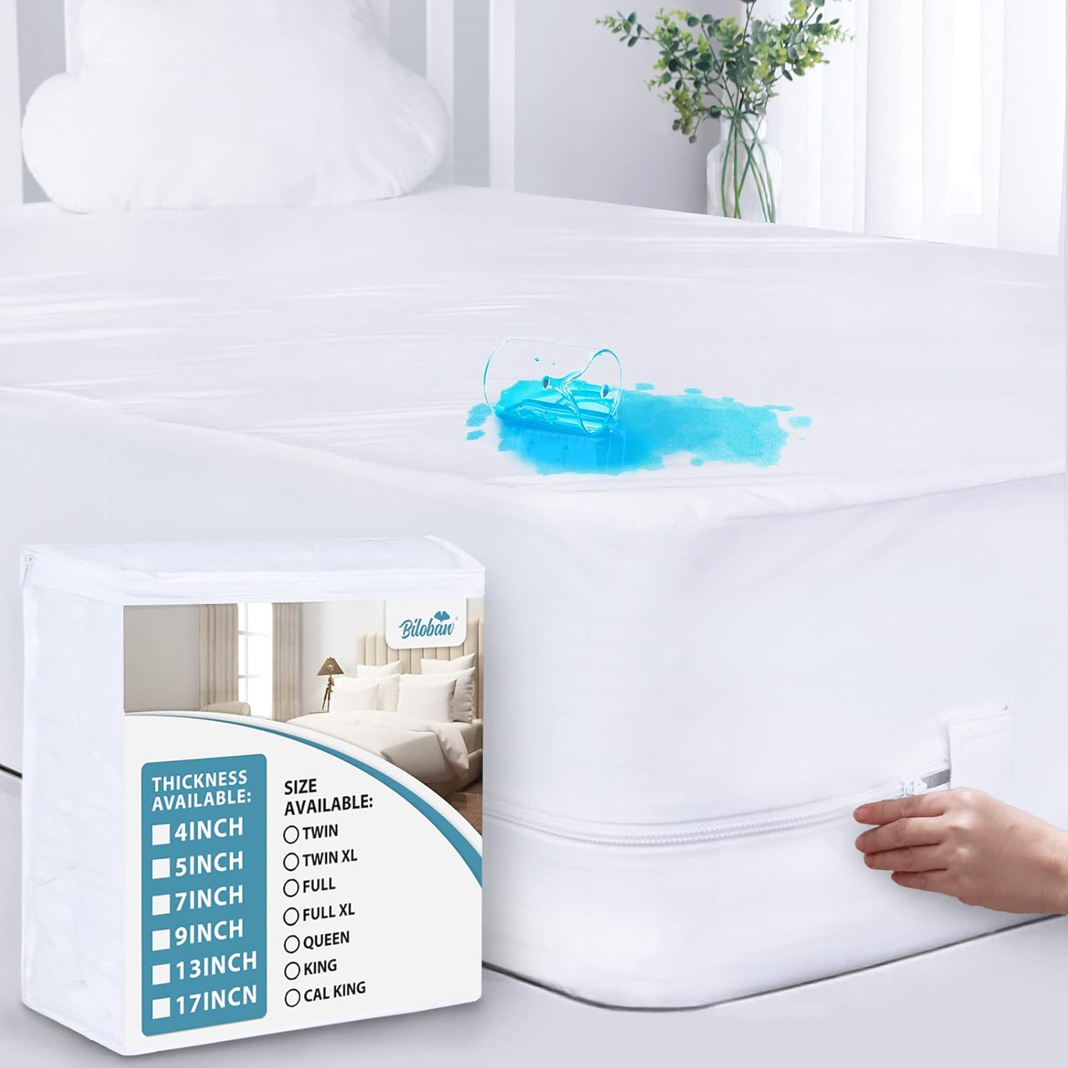 Zippered Twin Mattress Protector, Waterproof Mattress Cover, Special Mattress Co...