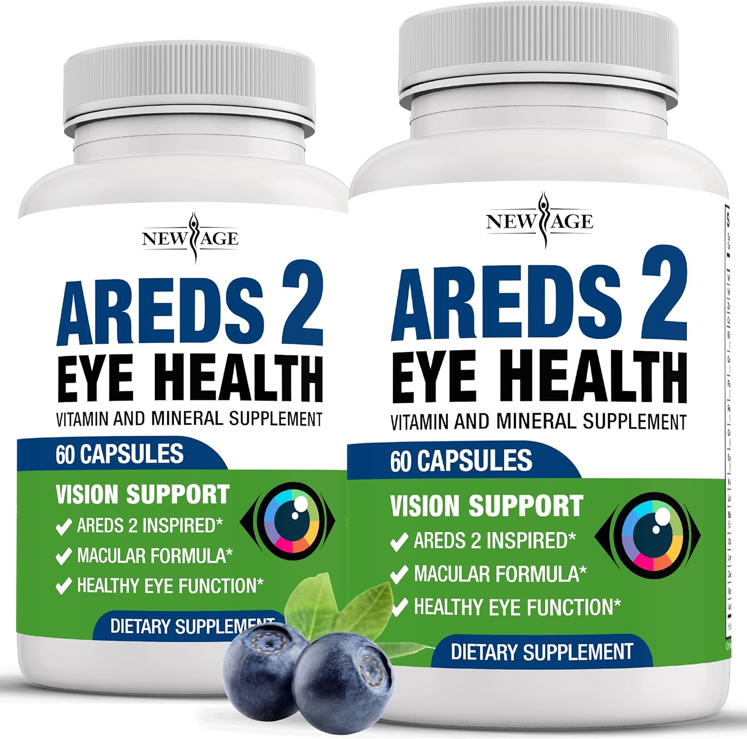 NEW AGE AREDS 2 Eye Vitamin Contains Bilberry 6000mg Lutein (32mg), Grape seed (...