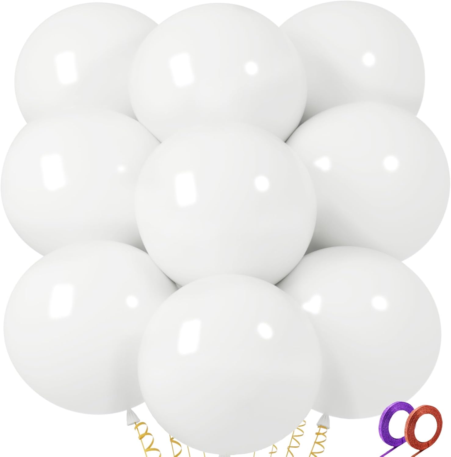 32Pcs White Big Balloons 18 Inch, Round Large Latex Party Balloons for Birthday...