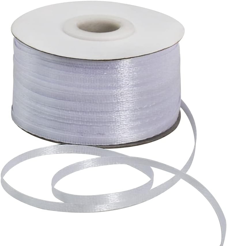 TONIFUL 3mm x 180M White Thin Satin Ribbon, Special Double Face Woven Polyester...