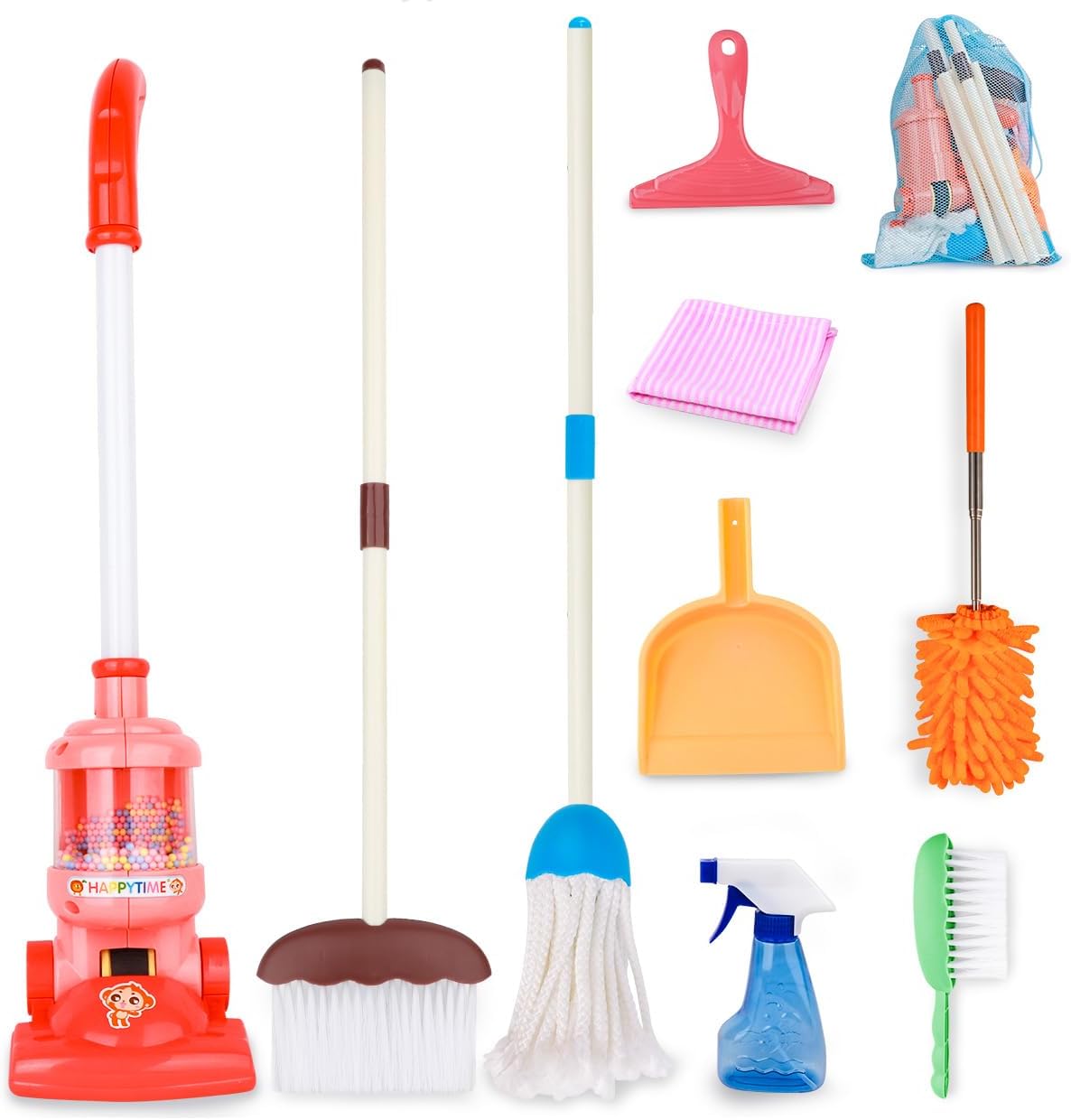 Meland Kids Cleaning Set - 8Pcs Toddler Broom and Cleaning Set with Toy Vacuum C...