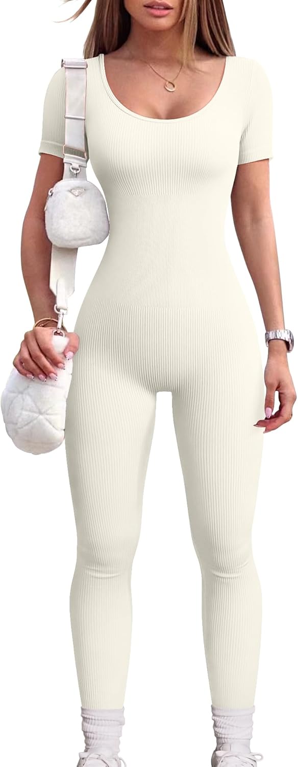 OQQ Women's Yoga Jumpsuits, Special Workout Jumpsuit Ribbed One Piece, High-Qual...