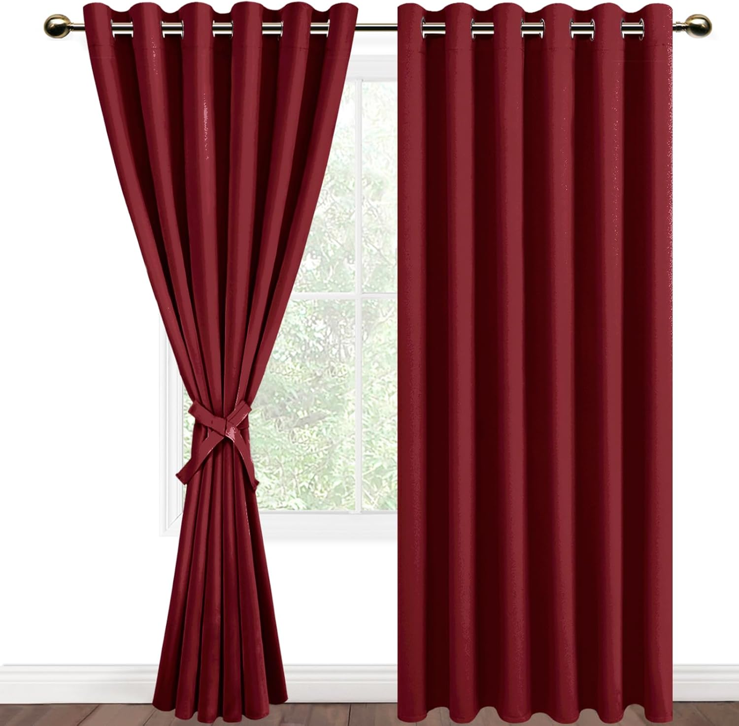 DWCN Blackout Curtains, Special Thermal Insulated Solid Eyelet Curtains with Tie...