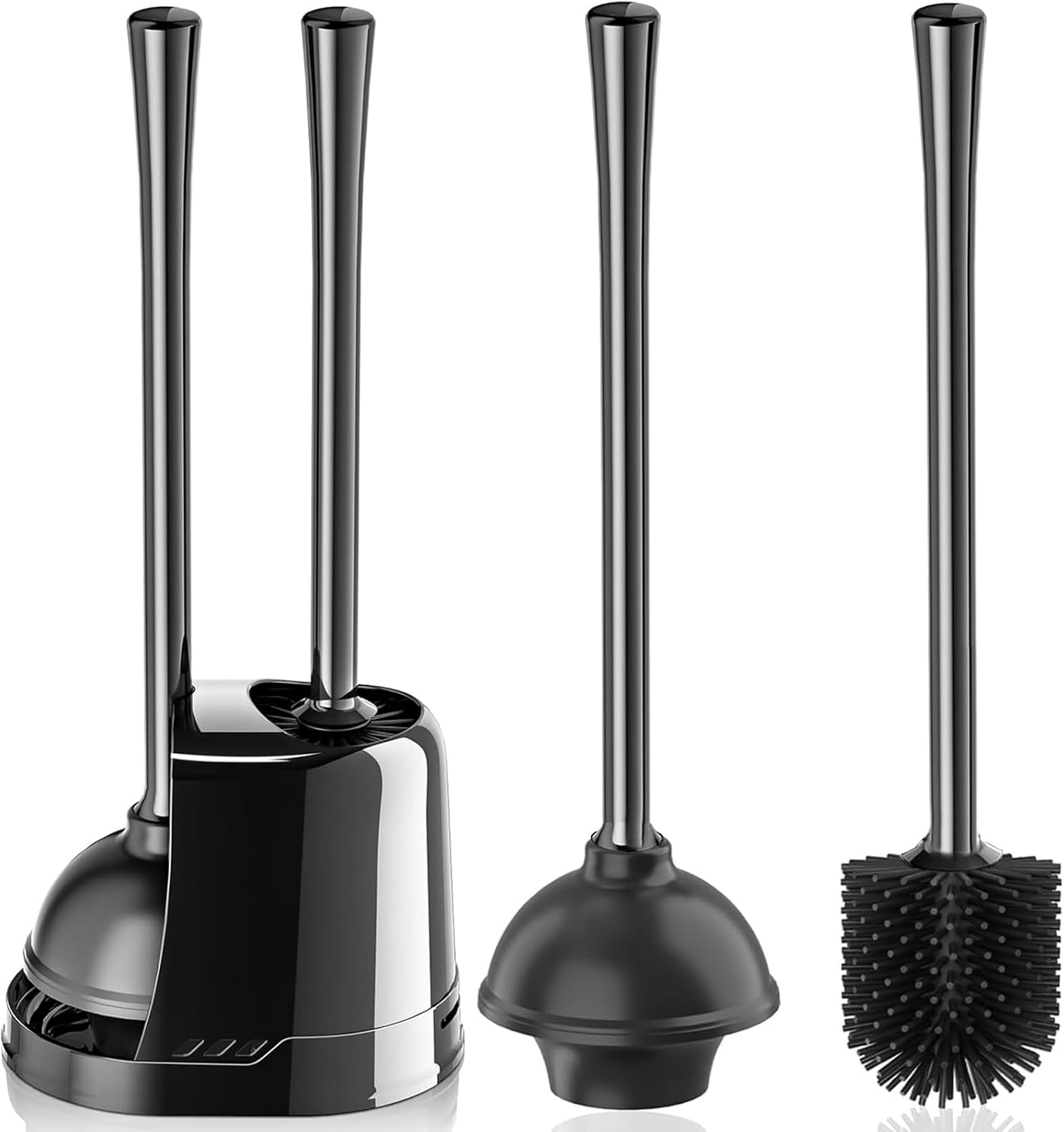 Toilet Plunger and Brush, Silicone Bowl Brush and Heavy Duty Toilet Plunger Set...