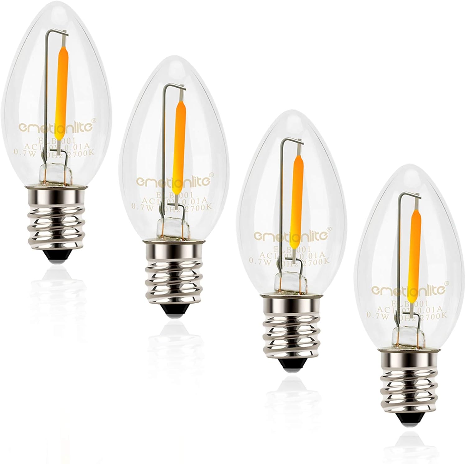 Emotionlite Night Light Bulbs, C7 Candelabra LED Light Bulbs, E12 Chandelier Bas...