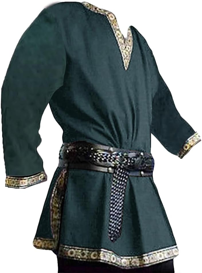 Gafeng Mens Medieval Costume Renaissance Pirate Halloween Viking Tunic Knight Co...