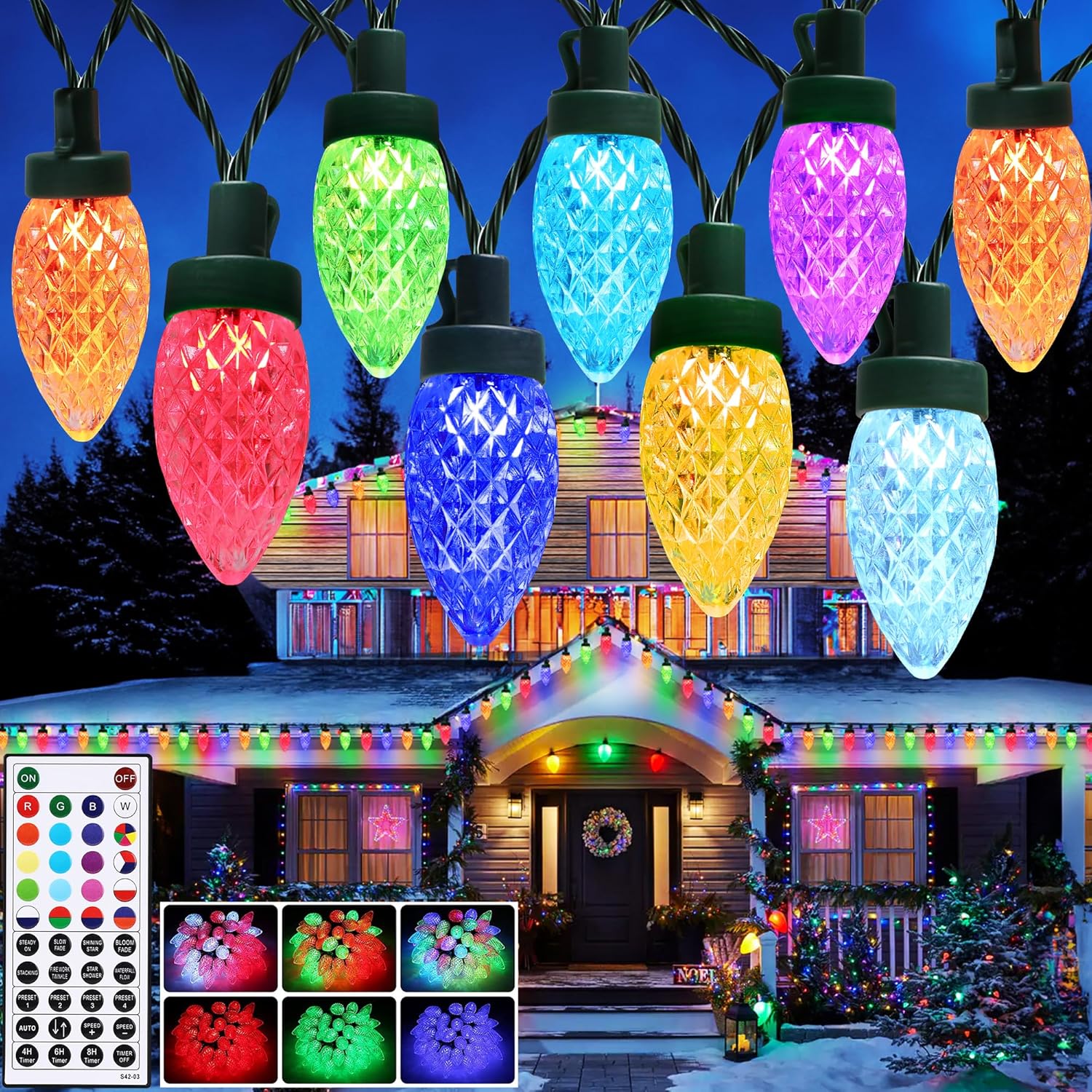 Joomer C9 Christmas String Lights, 65FT 100 LED Color Changing RGB Christmas Tre...
