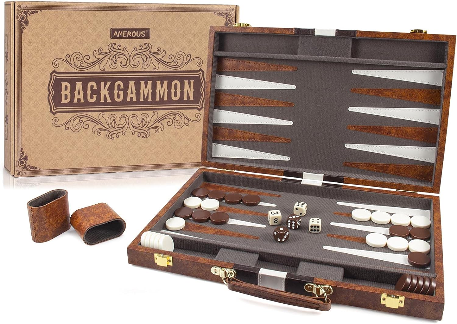 AMEROUS Backgammon Set, 15 Inches Classic Board Ga...
