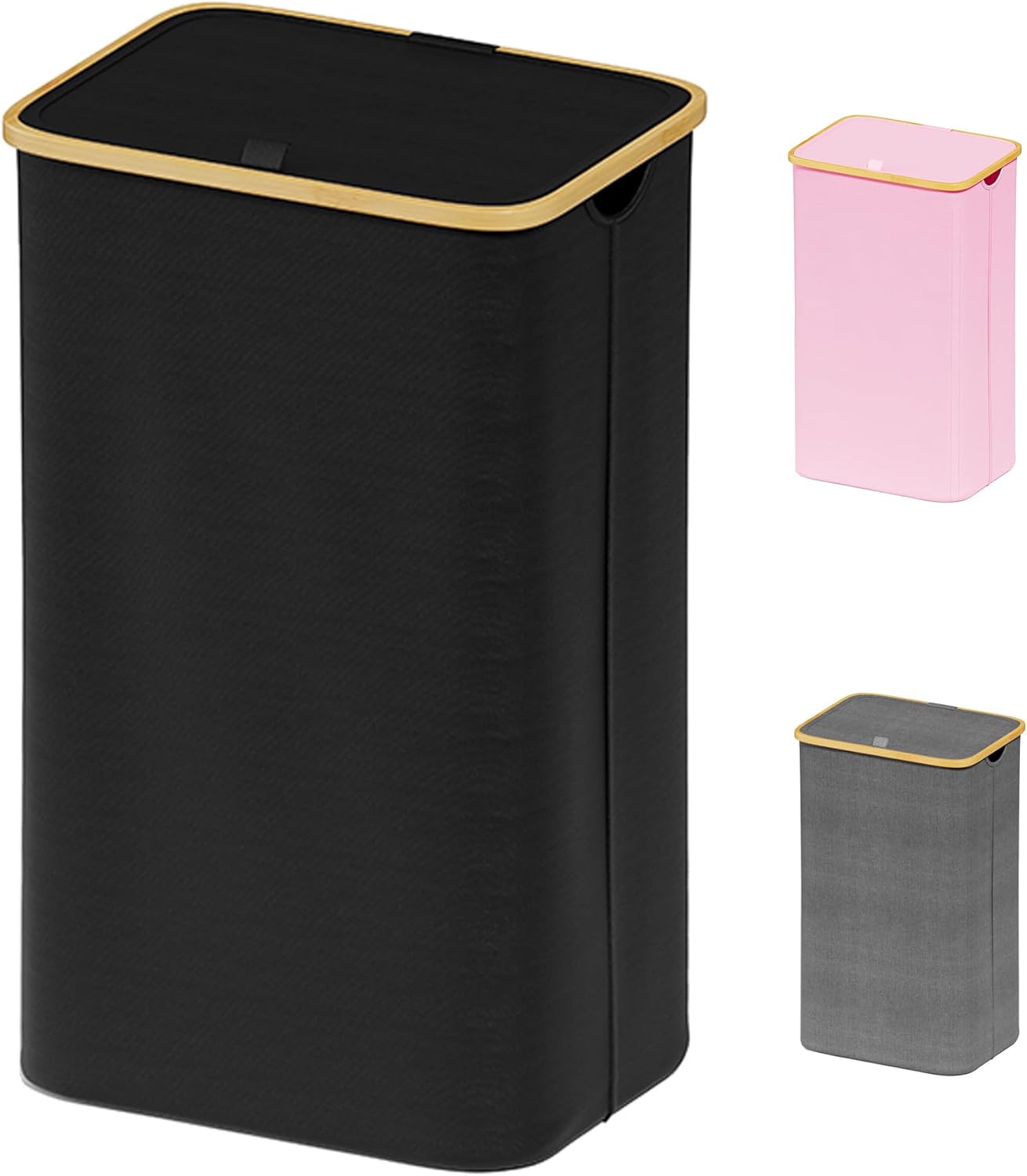 SUOCO Laundry Basket with Lid, 29 Gal (110L) Clothes Hamper with Bamboo Handles,...