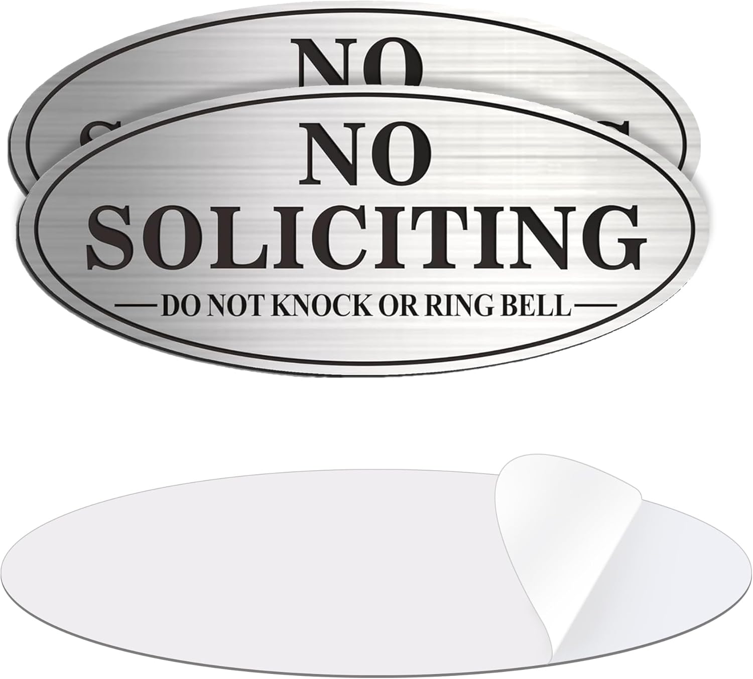 No Soliciting Sign, 2 Pack Self-Adhesive Aluminum Metal No Solitation Do Not Kno...