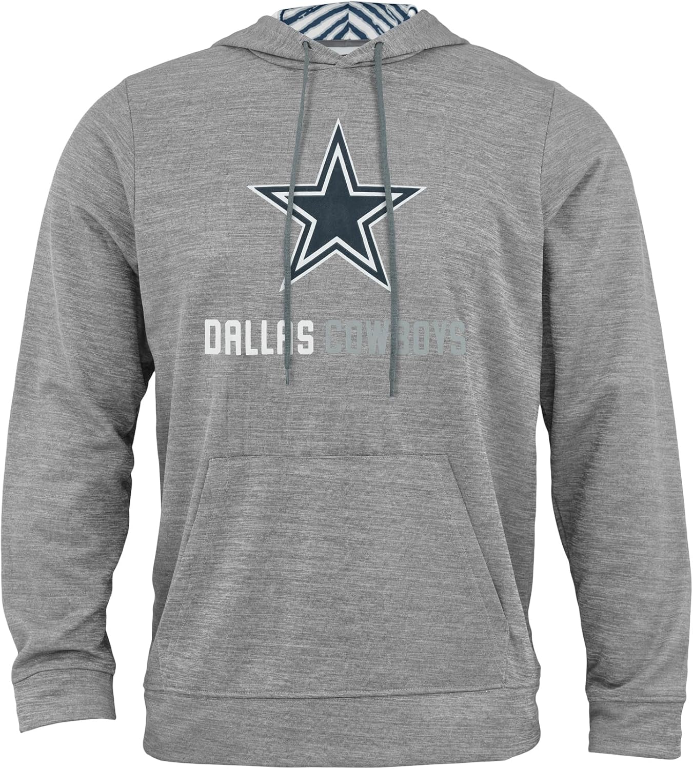 Zubaz NFL Men's Heather Grey Fleece Hoodie With Static Colored Hood, Pro Footbal...