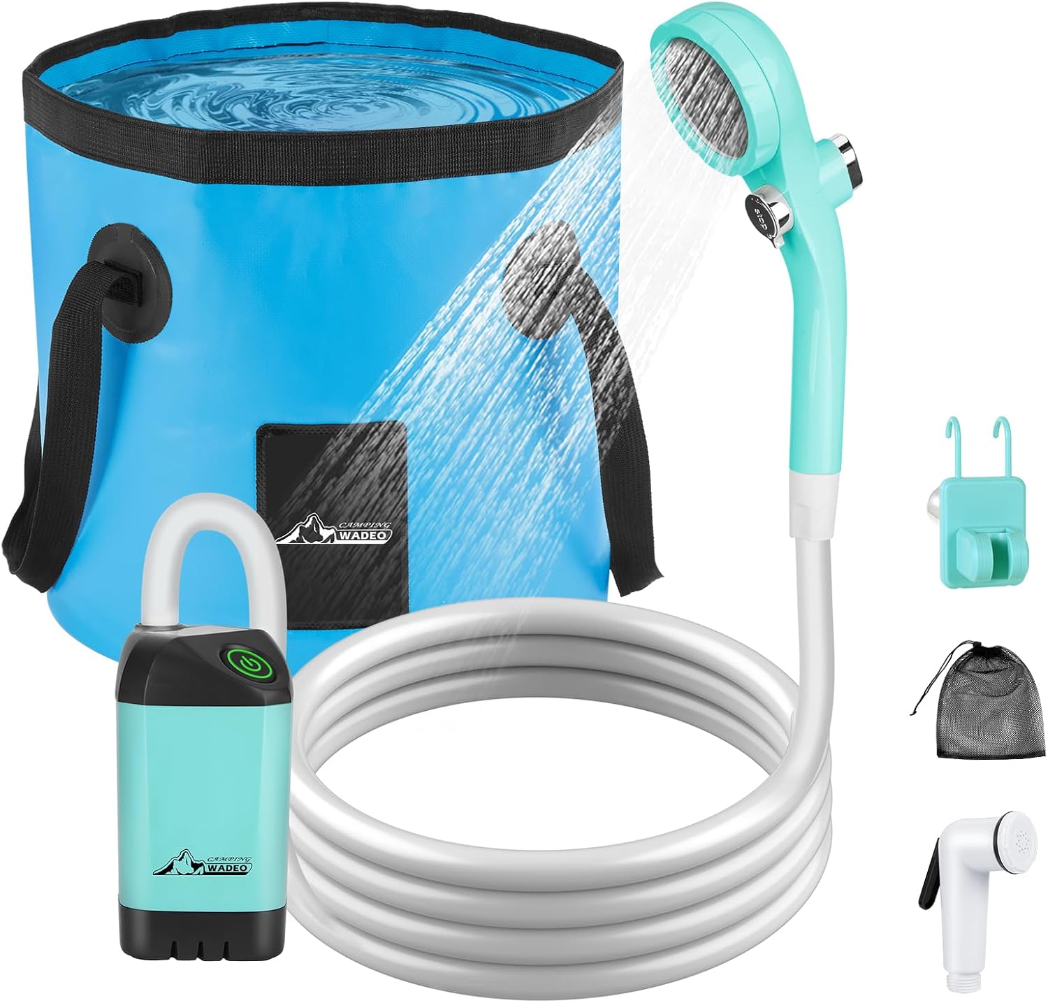 WADEO Portable Shower for Camping, Outdoor Electric Shower Rechargeable Pump wit...