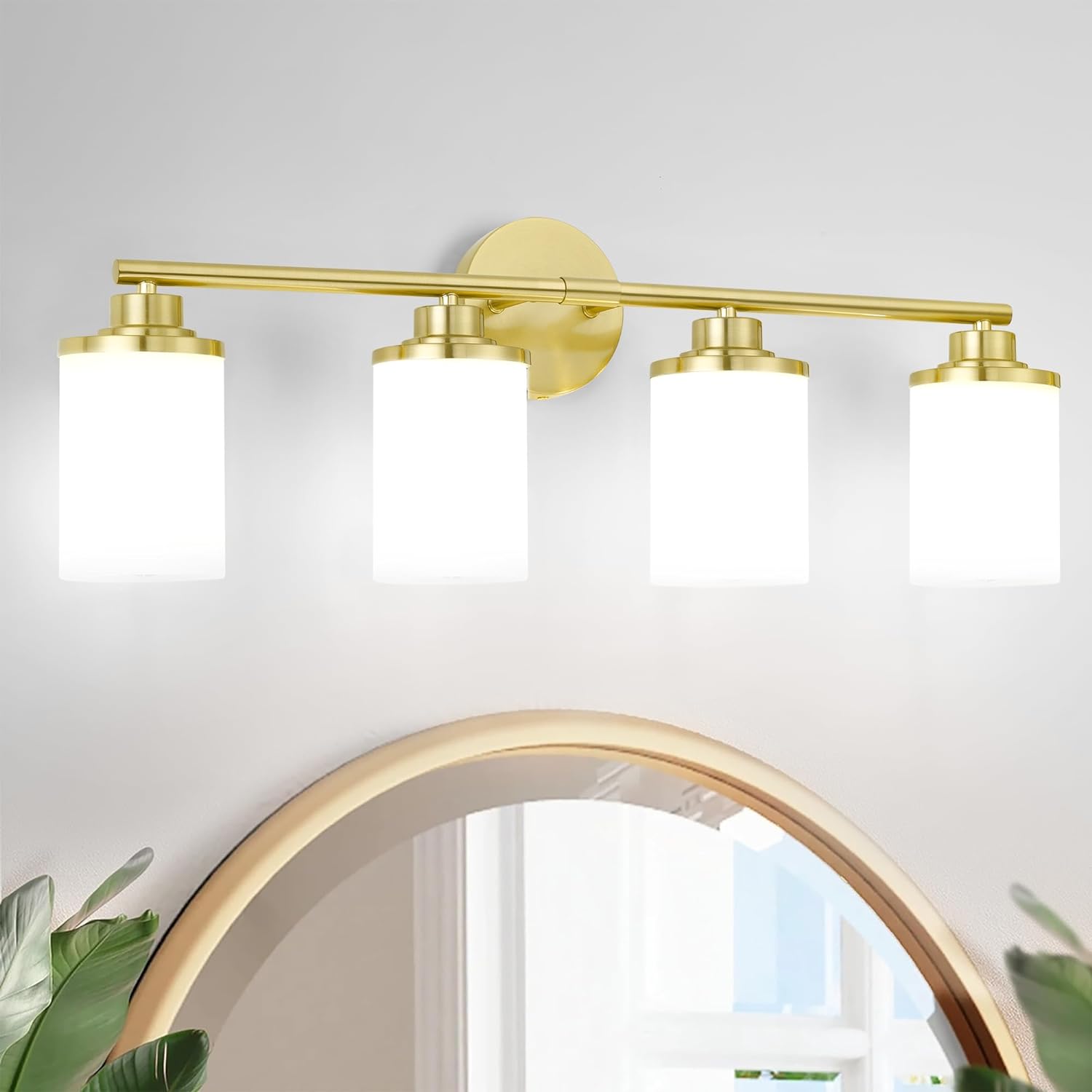 Bathroom Light Fixtures,Brushed Gold Bathroom Lights,4-Light Vanity Light,Bathro...