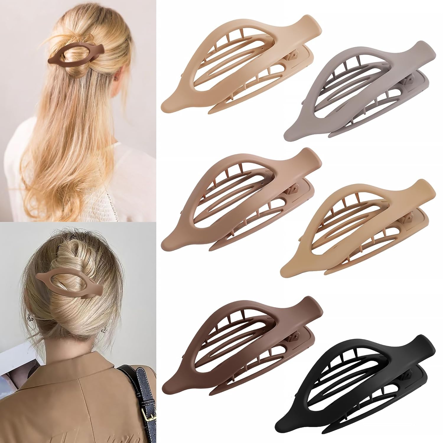 6 Packs Hair Clips, Affordable French Concord Flat Hair Clips, Special Curved Cl...
