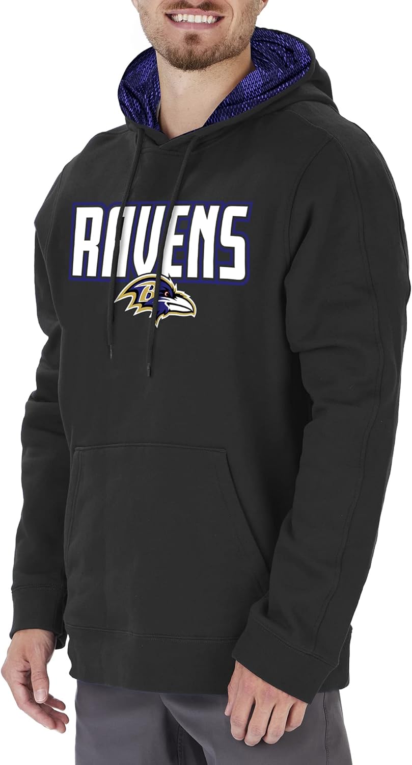 Zubaz Men's NFL Team Color, Primary Logo Hooded Hoodie with Viper Print Details...