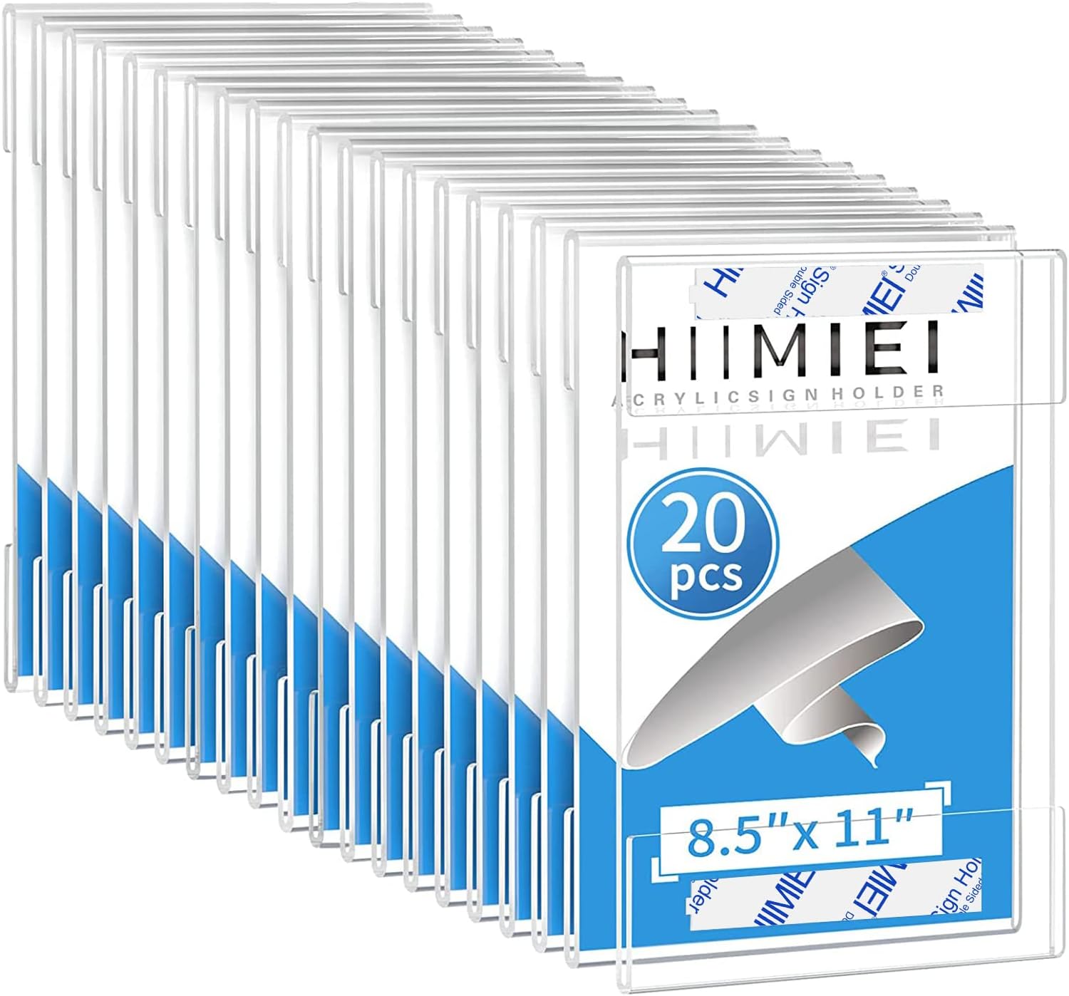 HIIMIEI Clear Acrylic Wall Mount Sign Holder, Special 20 Pack 8.5x11 Sign Holder...