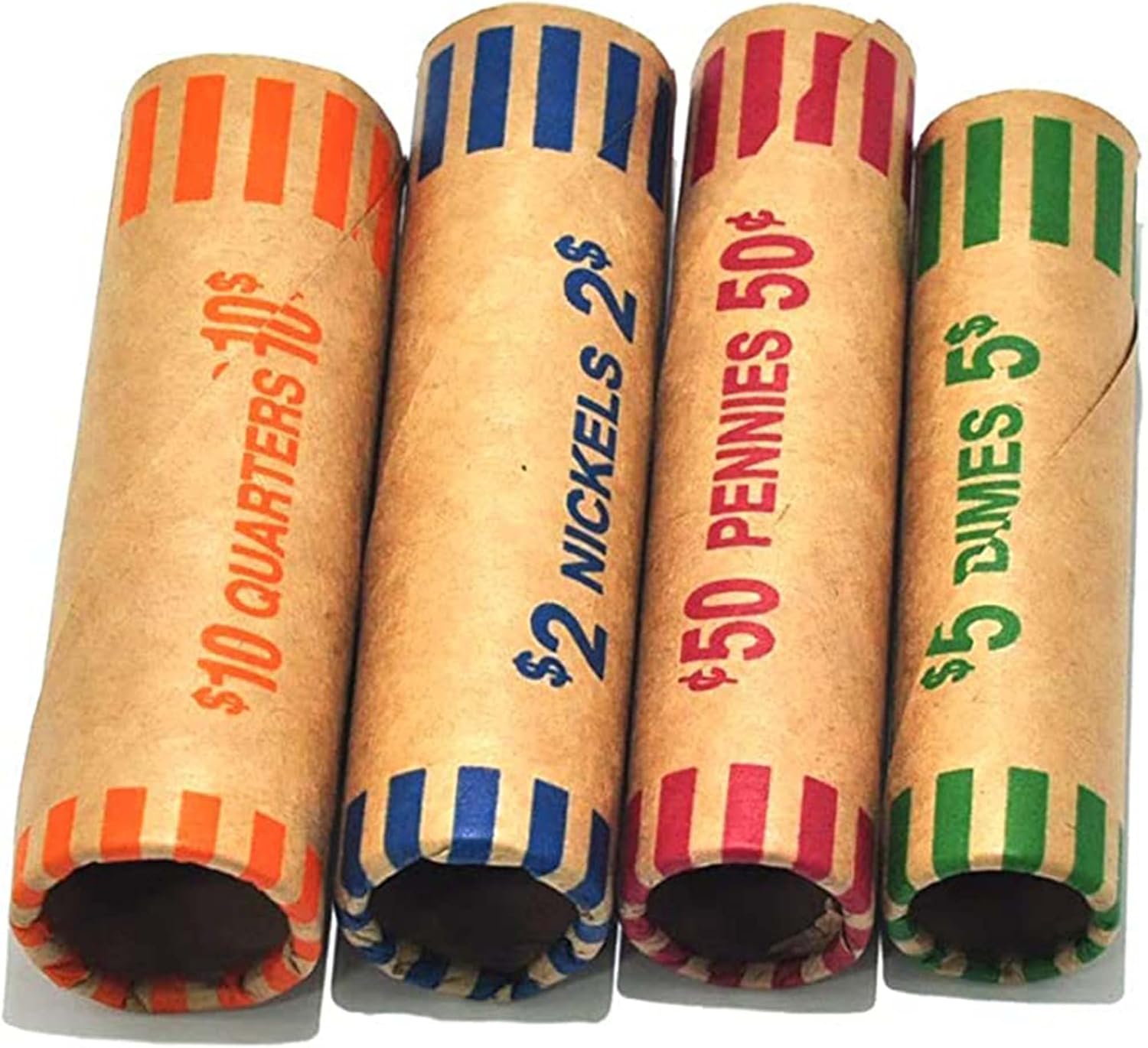 L LIKED Preformed Coin Wrappers Rolls (128 Assorted) - Quarters, Pennies, Nickel...