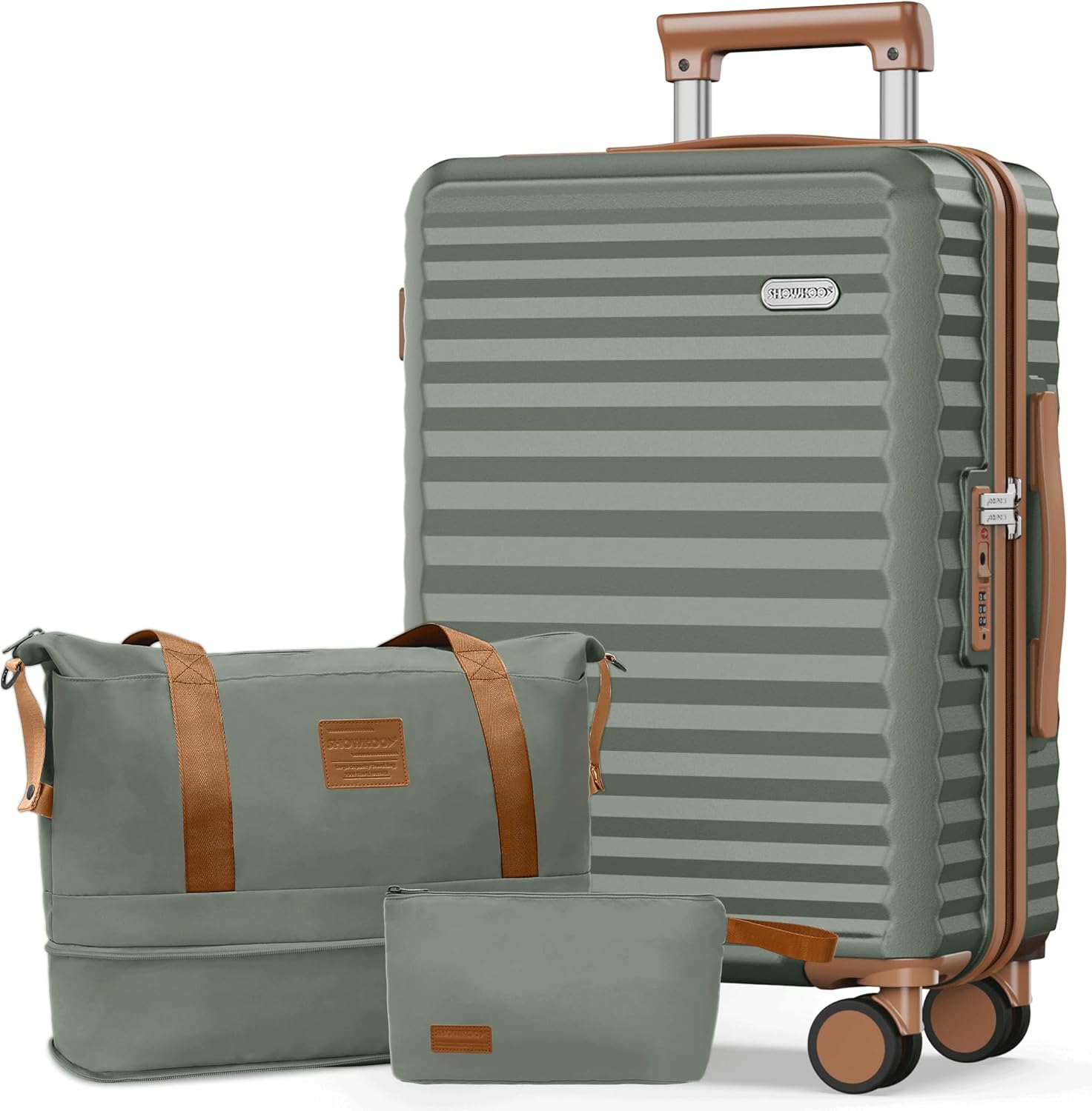 SHOWKOO Suitcase Large 28-Inch Set Lightweight Expandable 100% PC Hard Shell Lug...