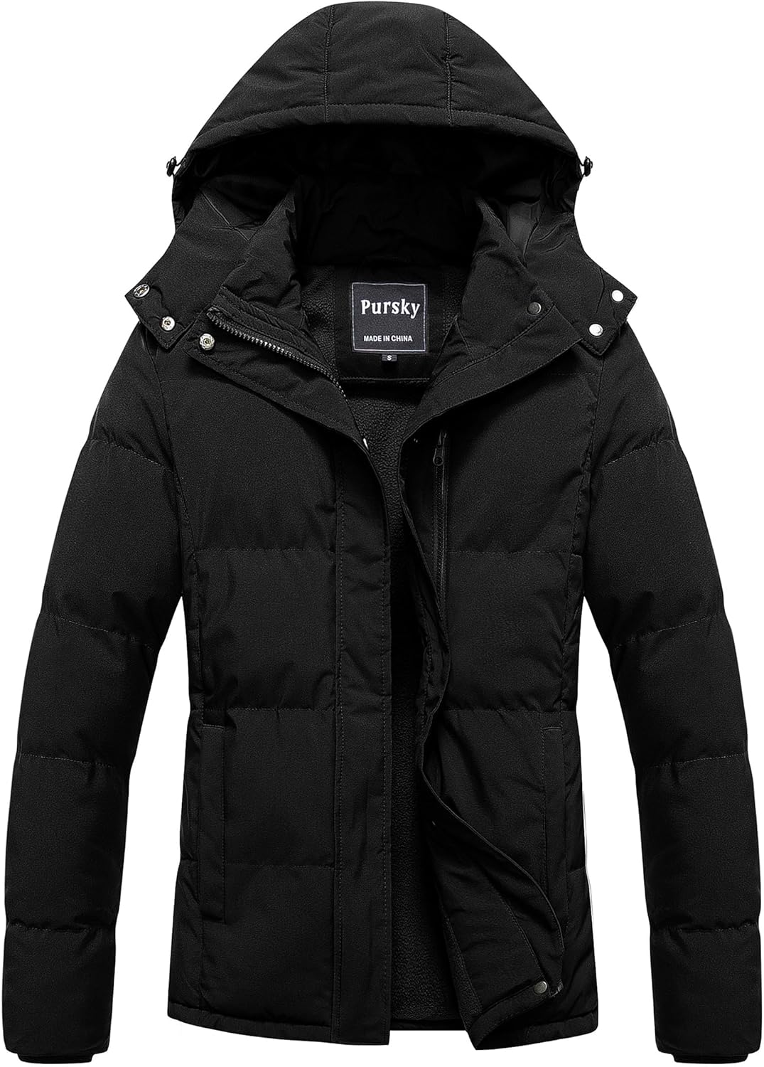 Pursky Women's Warm Winter Thicken Coat Waterproof Cropped Jackets Parka With Re...