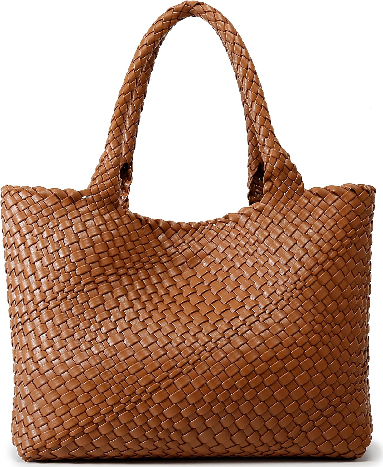 Queenoris Woven Bag for Women, Fashion Top Handle Shoulder Bag Vegan Leather Sho...
