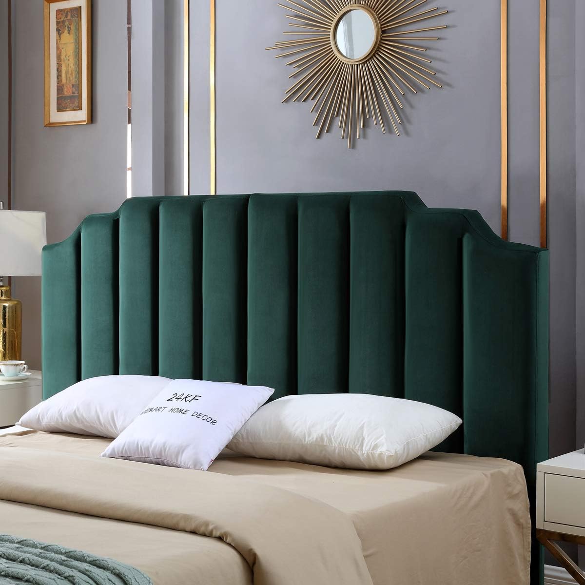 24KF Modern Velvet Upholstered King/Cal King Headboard, Tufted Headboard for Kin...