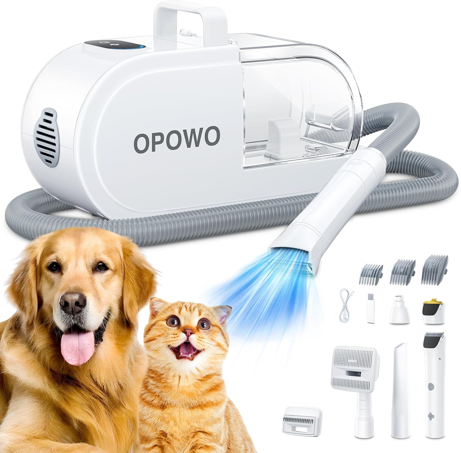 Dog Grooming Vacuum, 2.7L Pet Grooming Kit with Dog Clipper Paw Trimmer Nail Gri...