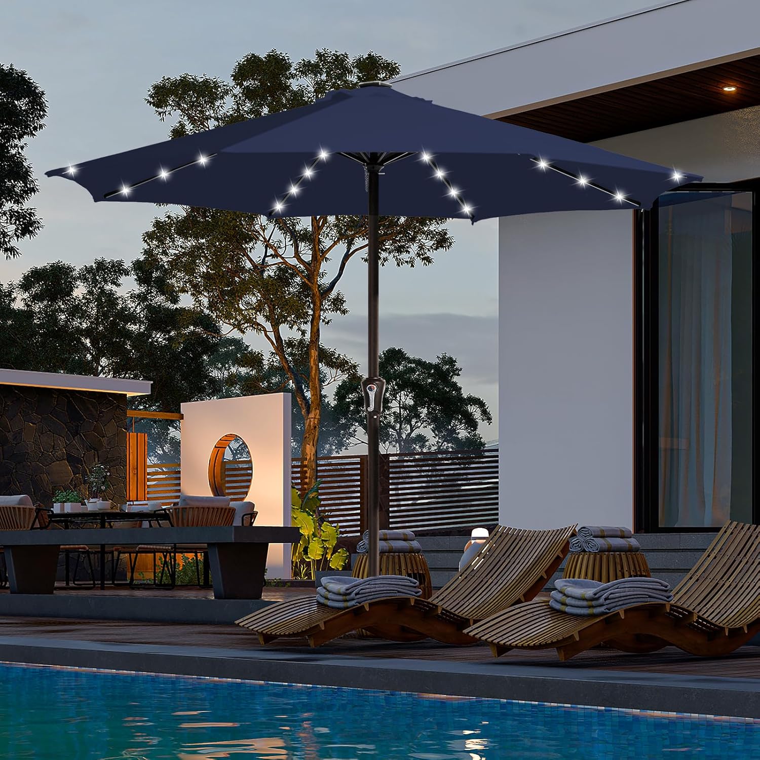 JEAREY Upgrade 11FT LED Lighted Patio Umbrella, So...