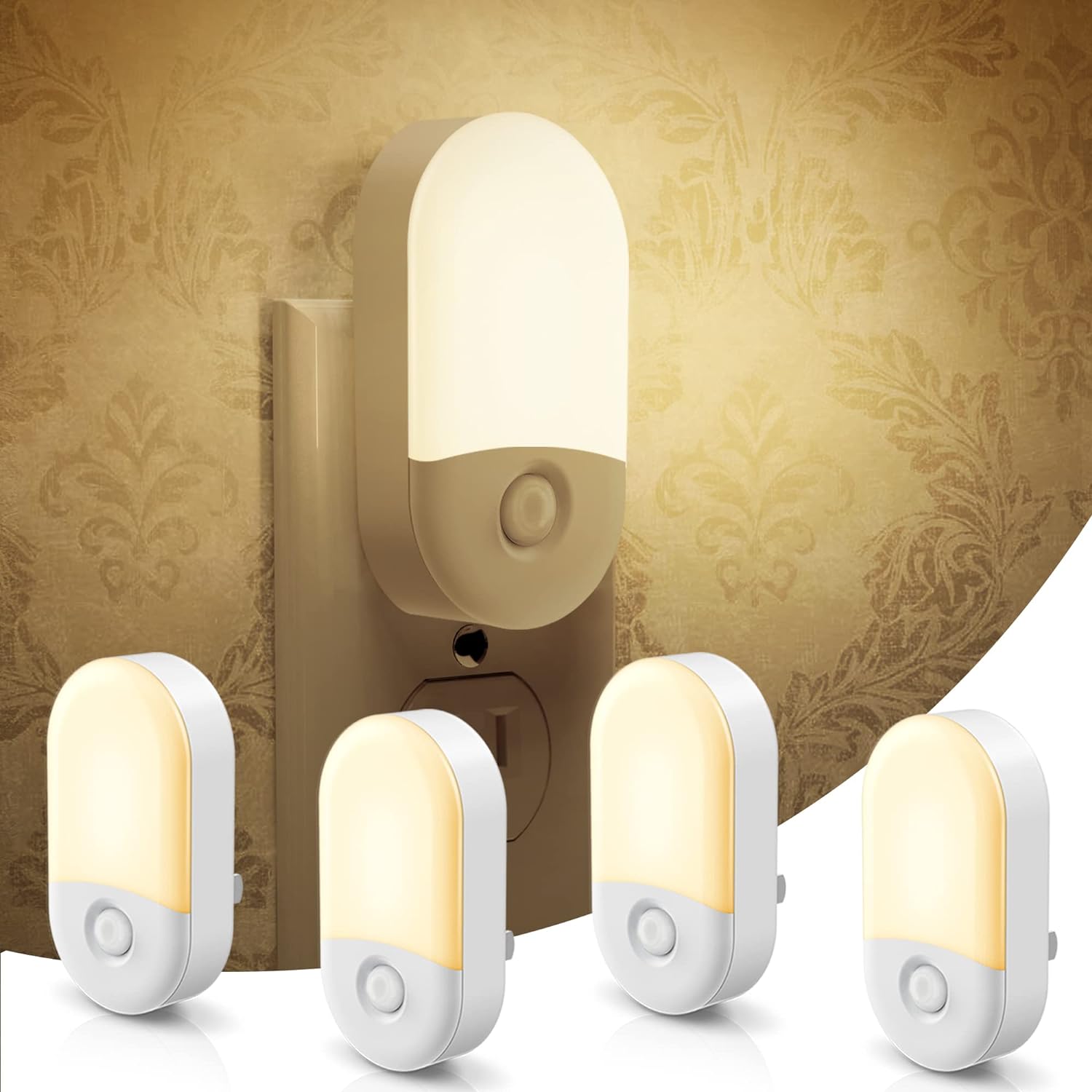 L LOHAS LED Night Lights Plug into Wall, [4 Pack] LED Night Light with Light Sen...