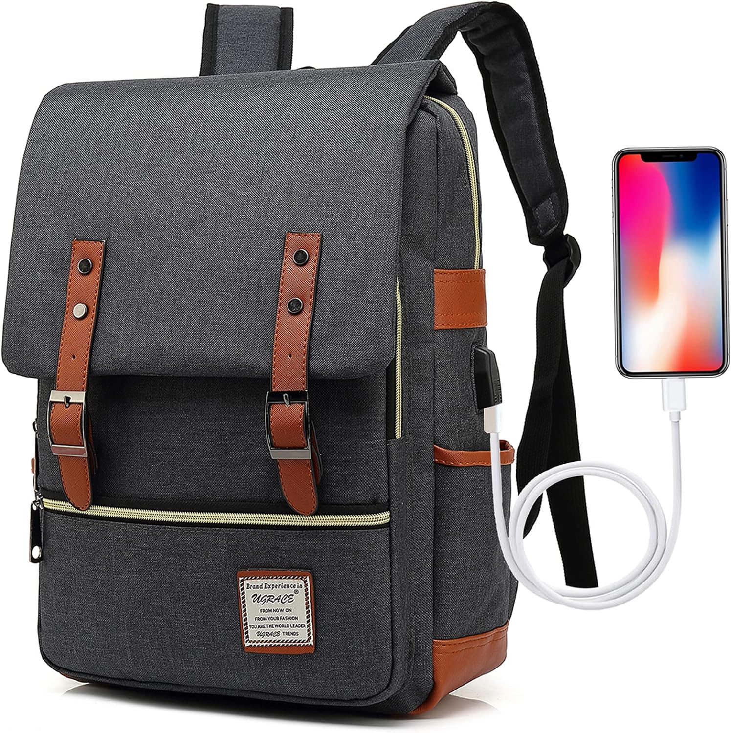Unique UGRACE Vintage Laptop Backpack, Special Backpack with USB Charging Port,...