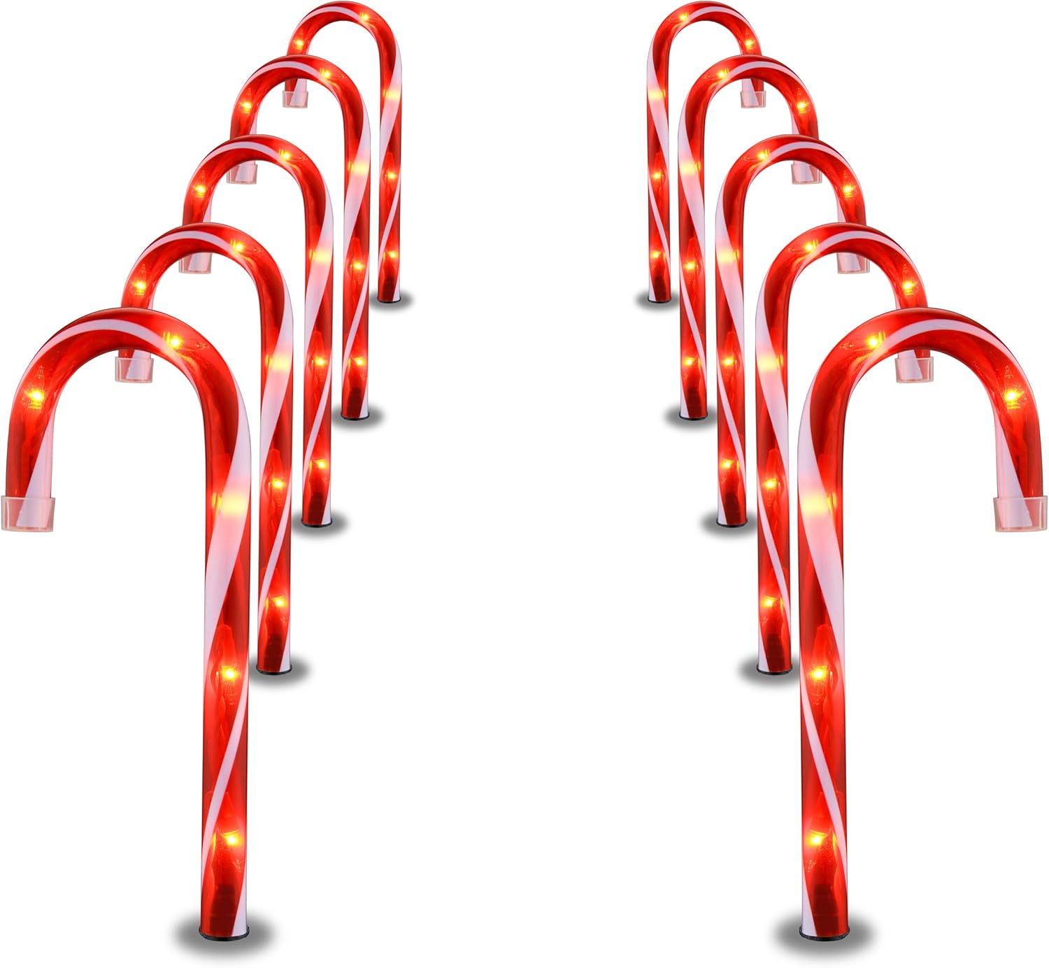 Candy Cane Lights - 10 Pack Candy Cane Pathway Lights, 10" Christmas Candy Cane...