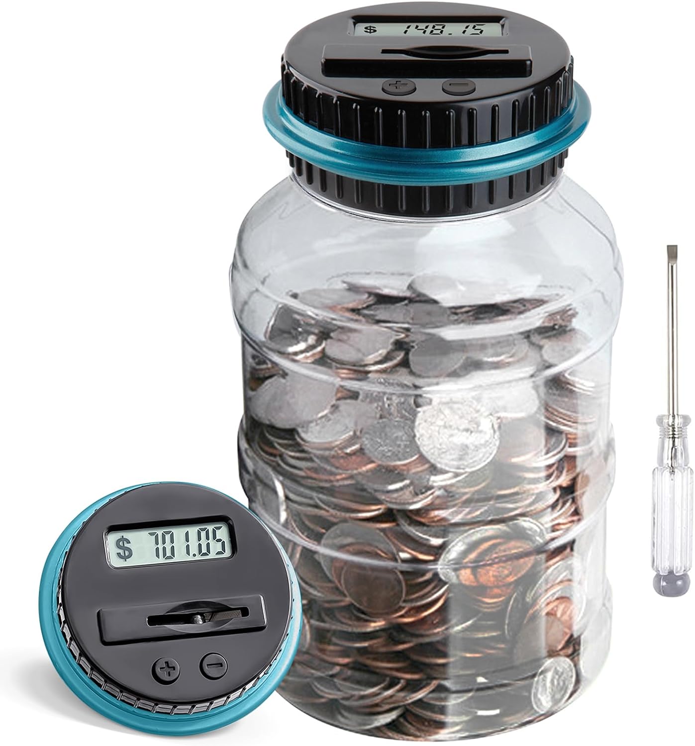 Large Piggy Bank for Boys Adults, Vcertcpl Digital Coin Counting Bank with LCD C...