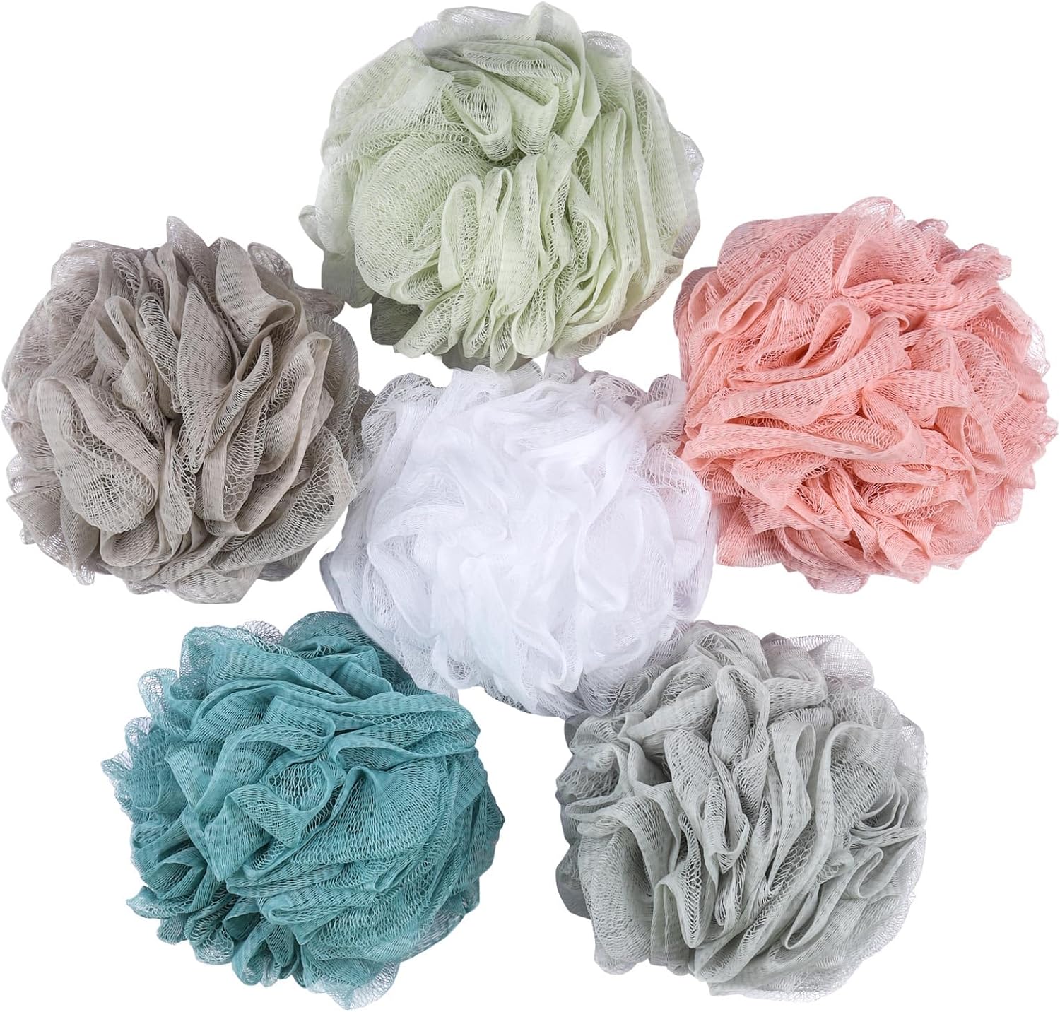 BTYMS 6 Pcs Shower Pouf 60g Bath Loofah Shower Sponge Loofahs Exfoliating Mesh P...