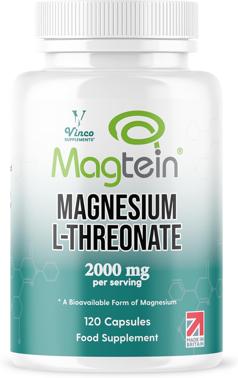 Vinco Magtein® Magnesium L-Threonate Supplement - 120 High Strength Magnesium L...