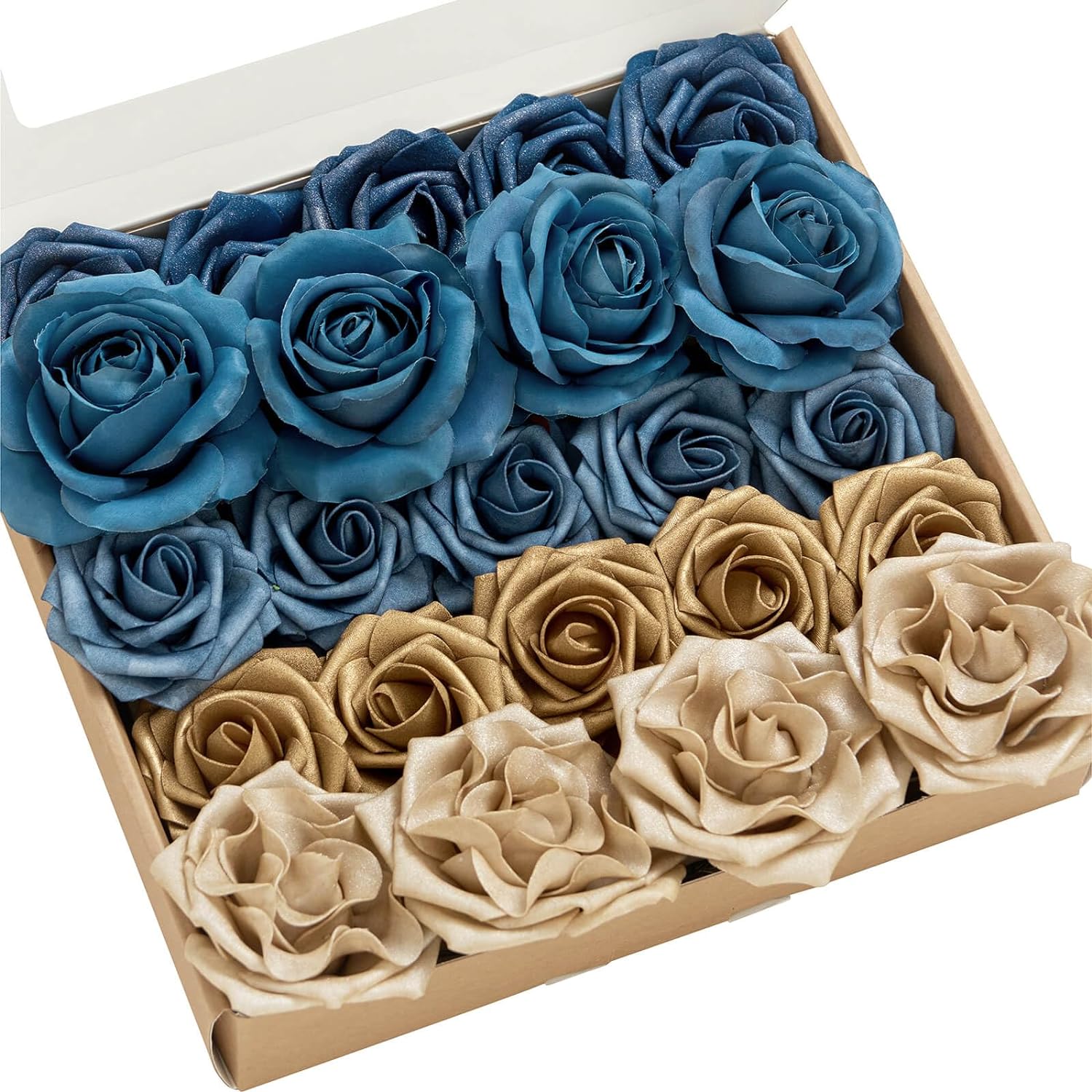 Ling's Moment Artificial Flowers Fake Silk Roses Faux Foam Rose Combo for DIY We...