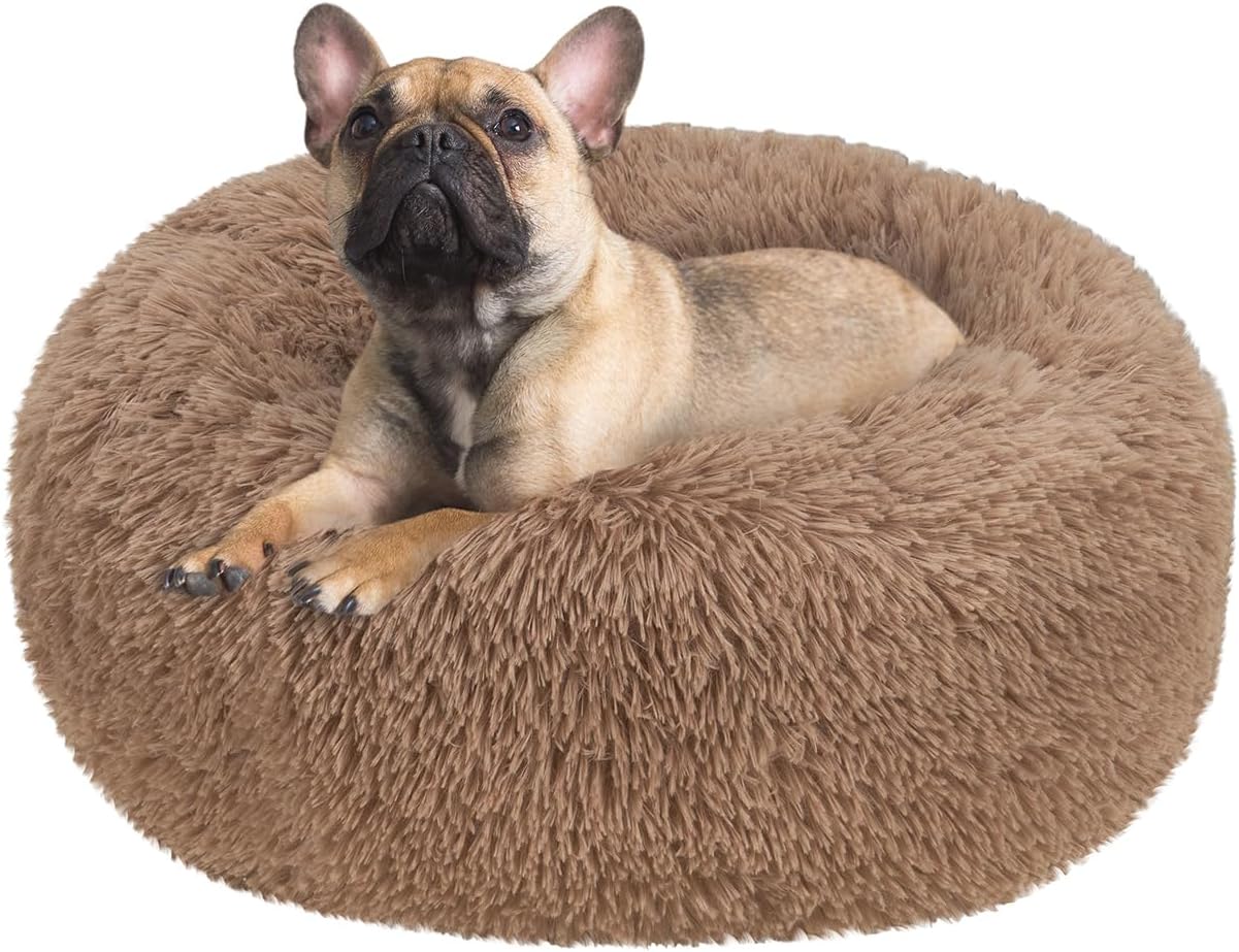 Veehoo Calming Dog Bed for Large Medium Dogs, Anti Anxiety Donut Large Pet Bed,...