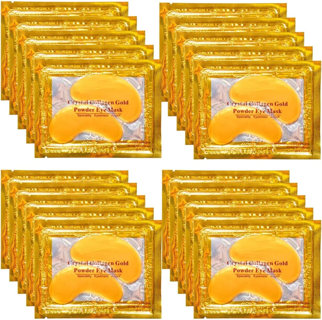 21 Pairs Gold Eye Mask Collagen Eye Gel Pads Under Eye Mask for Puffiness and Da...