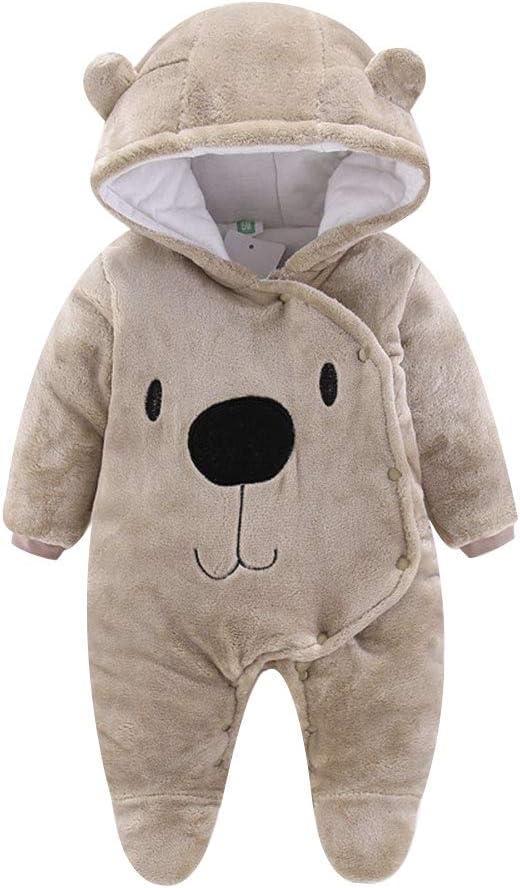 ALLAIBB Baby Newborn Snowsuit Winter Hooded Footie Fleece Jumpsuit for Infant Gi...