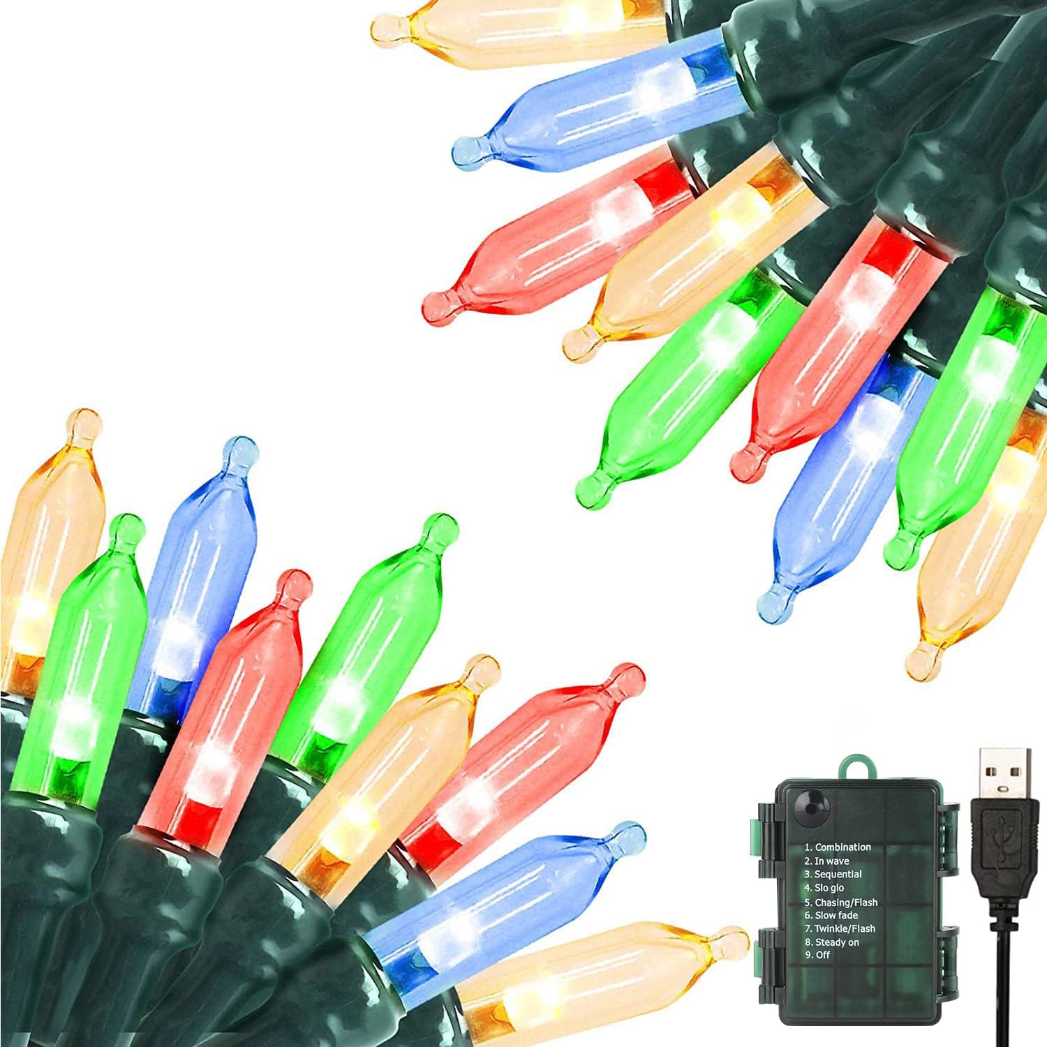 Christmas Lights 33ft 100 LED Battery String Lights with Timer Memory Function U...