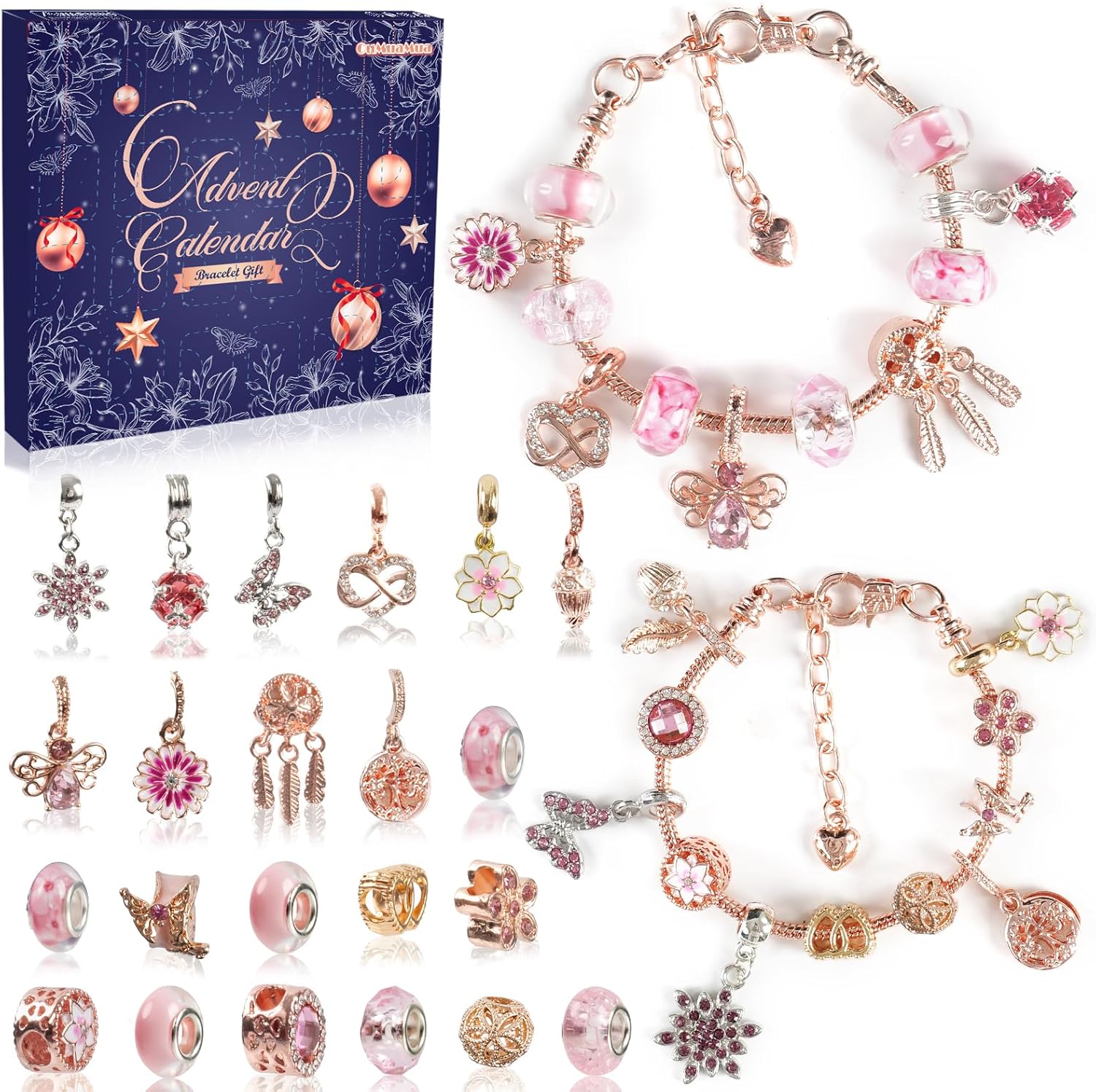 Advent Calendar Charm Bracelets 2024 for Girls, 24 Days Christmas Countdown Cale...