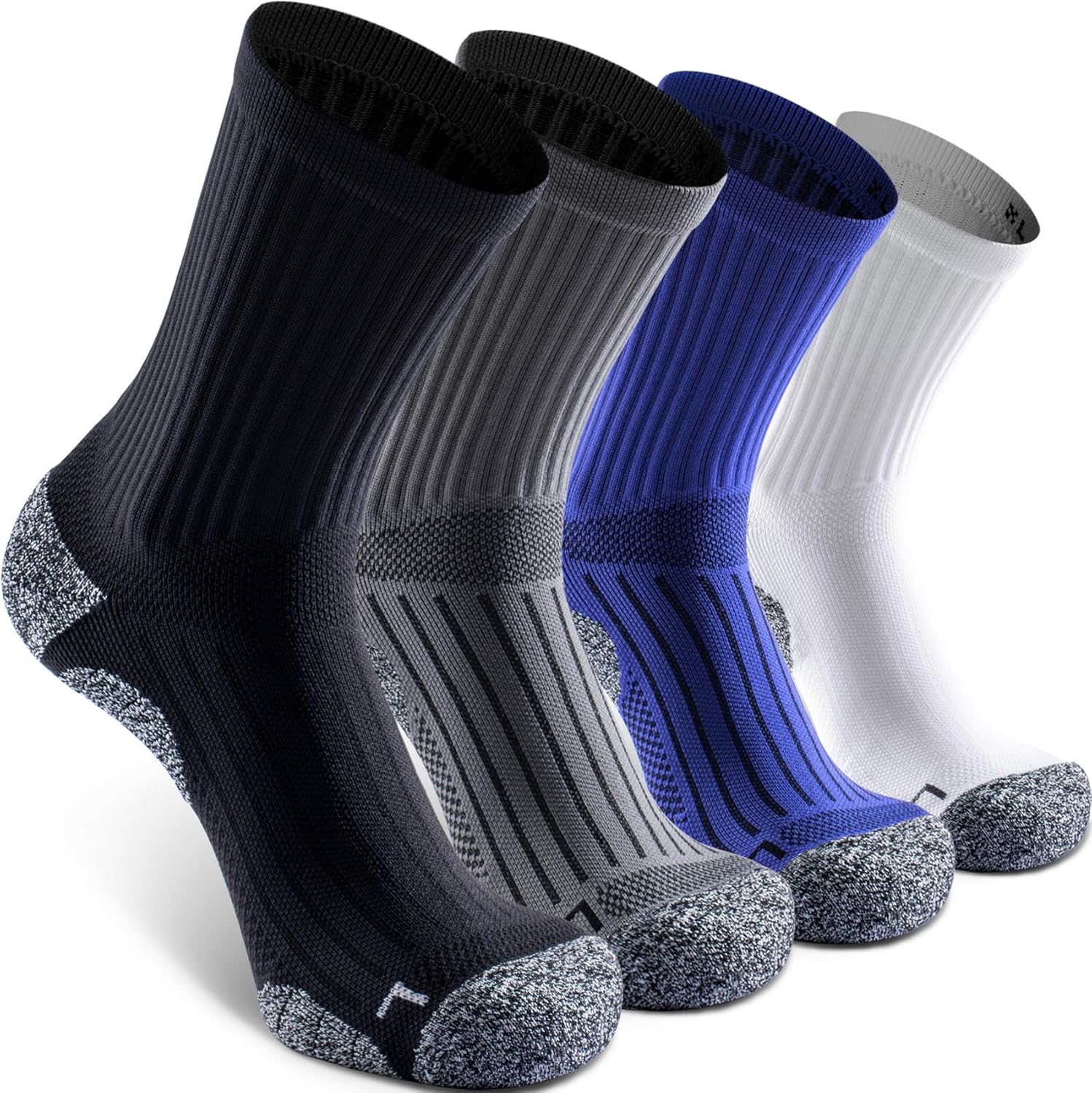 Elite Cushioned Compression Mid-crew Socks 4-Pack...
