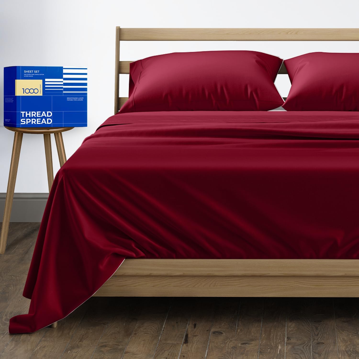THREAD SPREAD 100% Pure Egyptian Cotton Sheets King Size - 1000 High Thread Coun...