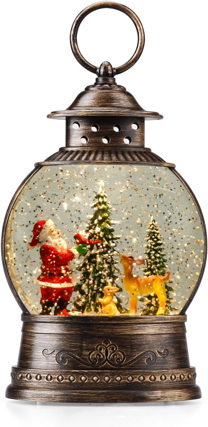 Snow Globe Lighted Christmas Decorations, Unique Santa Claus Musical Snow Globe...