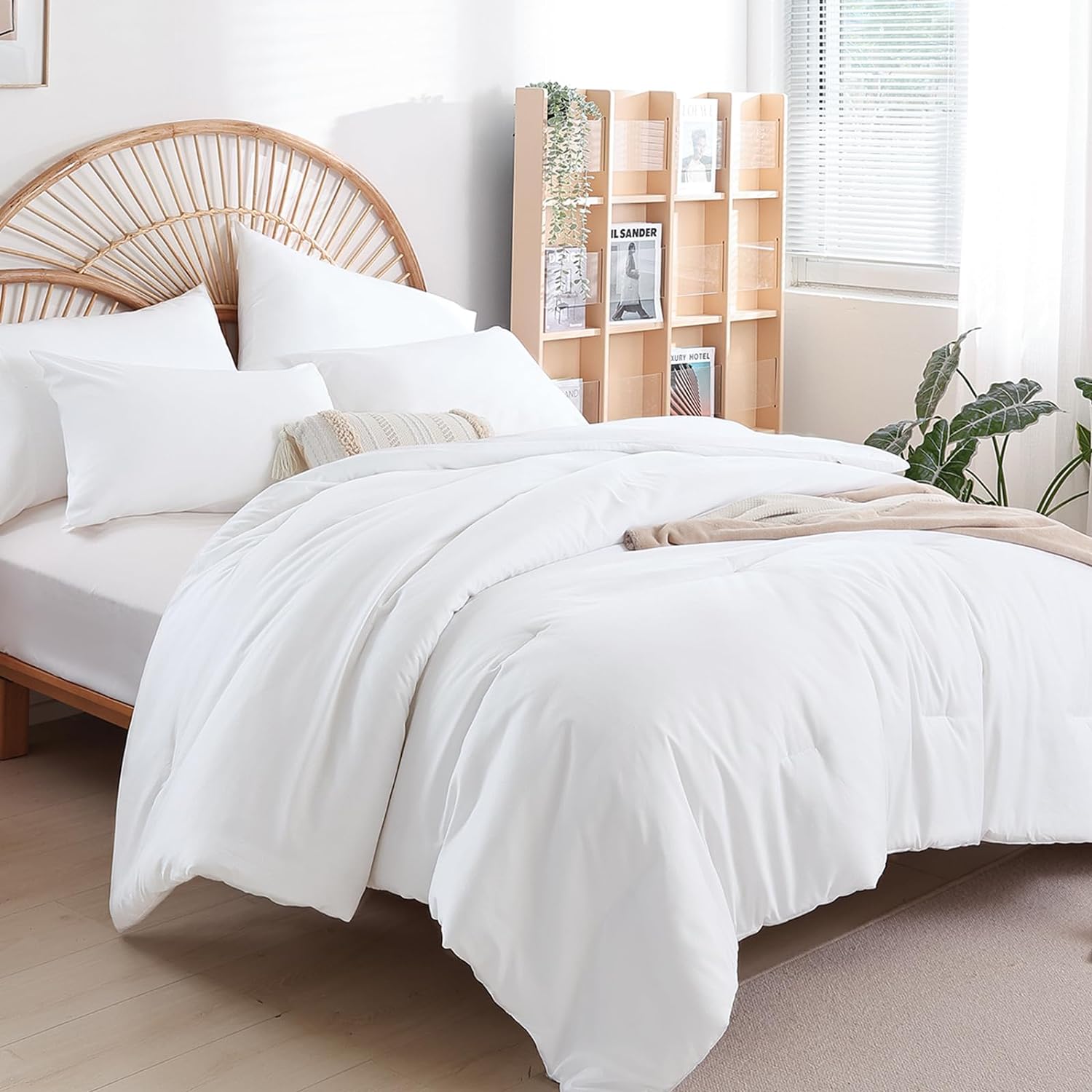 weigelia Queen Comforter Set White Comforter Boho Solid Color Bedding Comforter...
